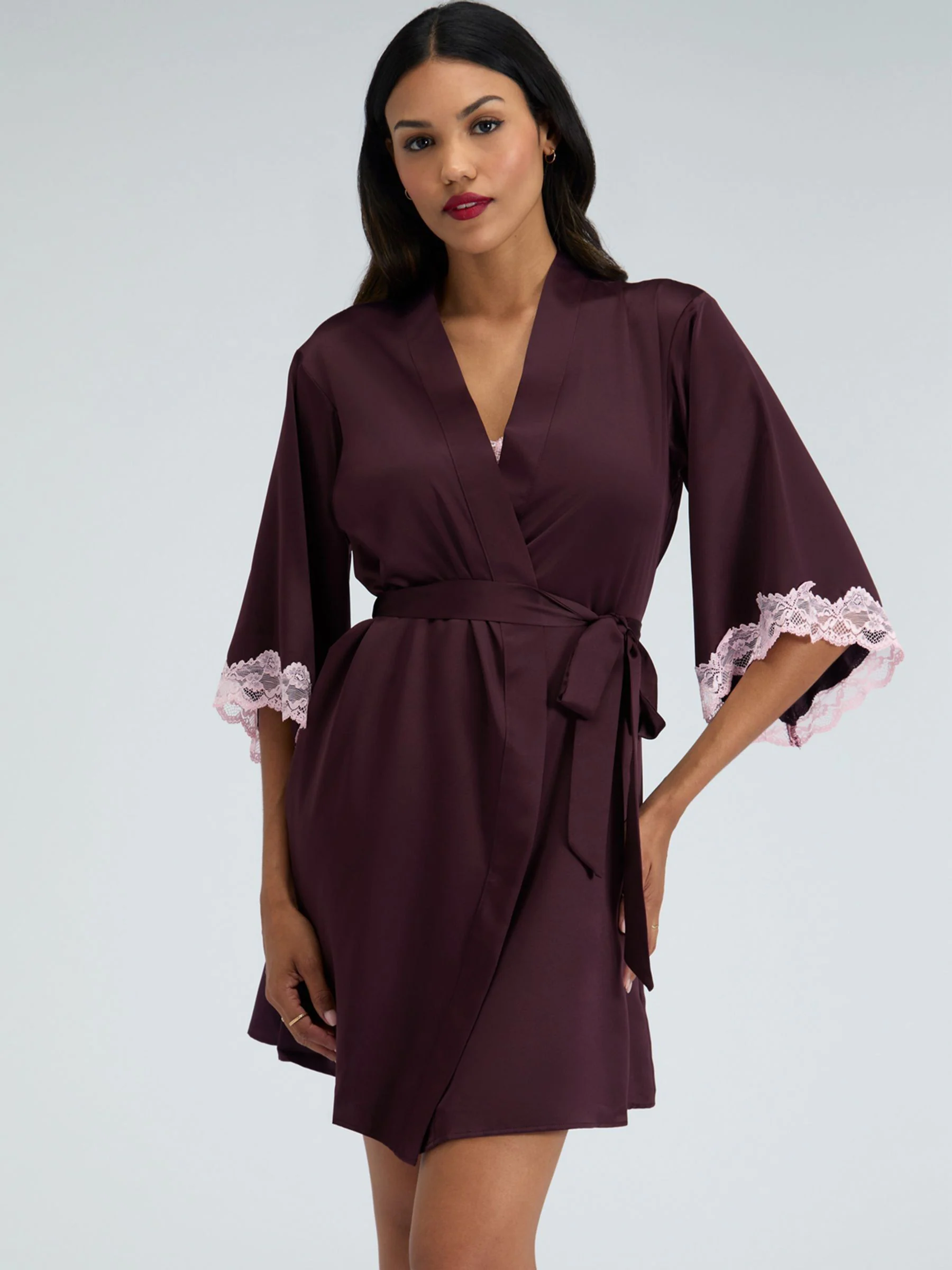 Boux Avenue Purple Amelia Satin Short Robe