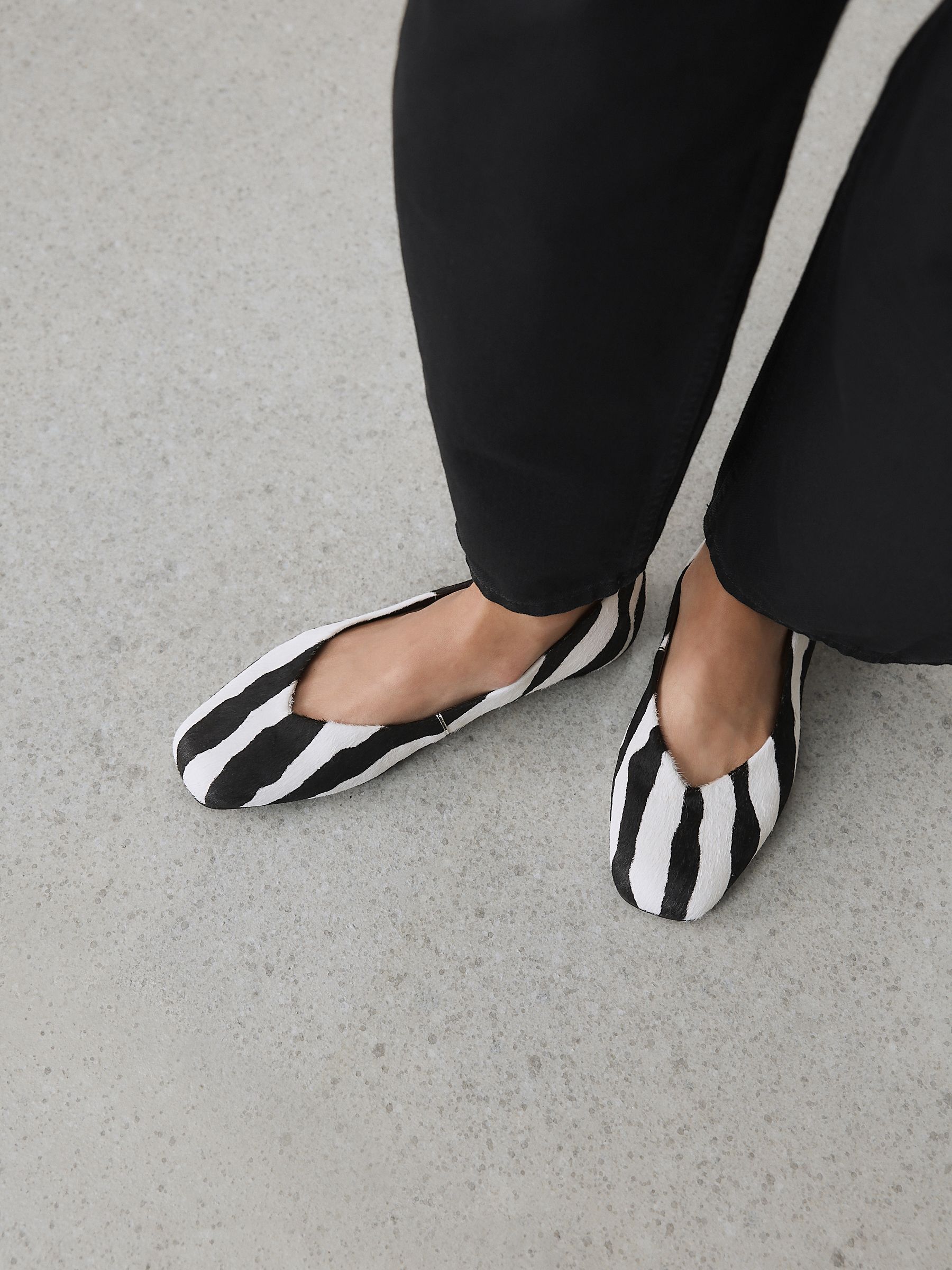 Zebra Forever Comfort® Leather Square Toe Ballerina Flats