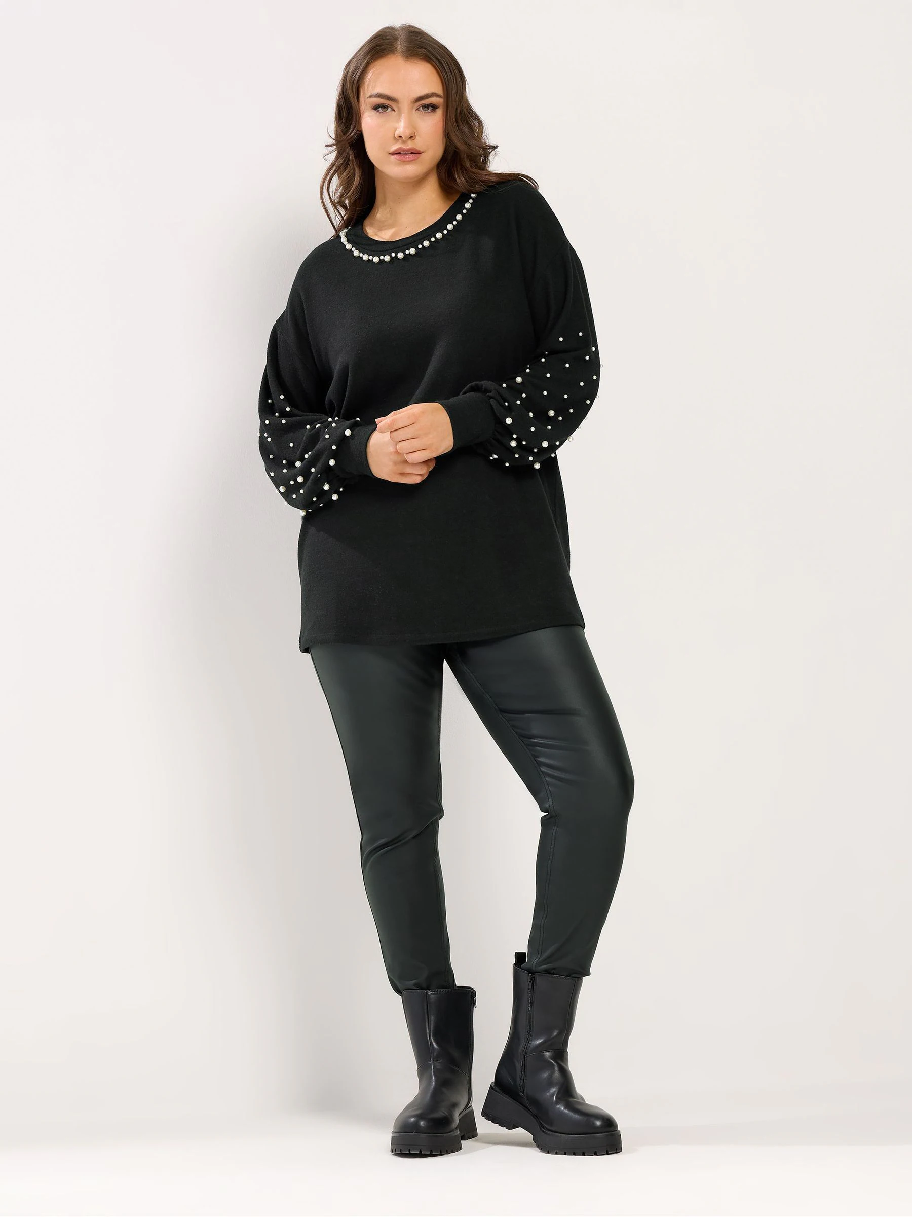 Yours Curve Black Pearl Arm Jumper