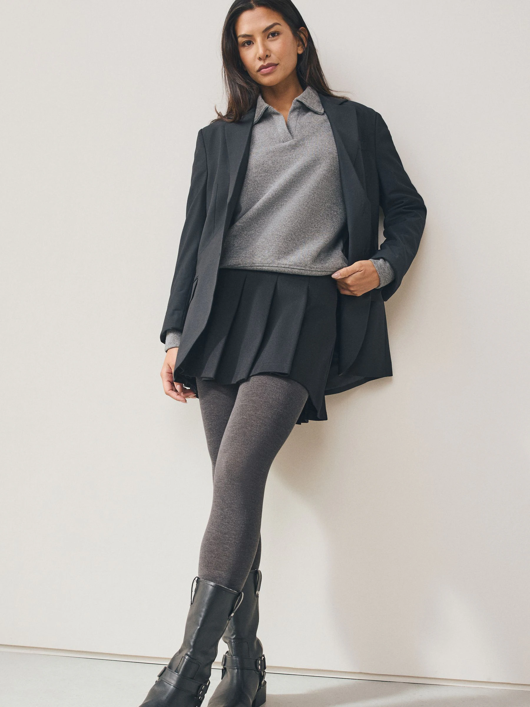 Grey Plain Thermal 100D Tights