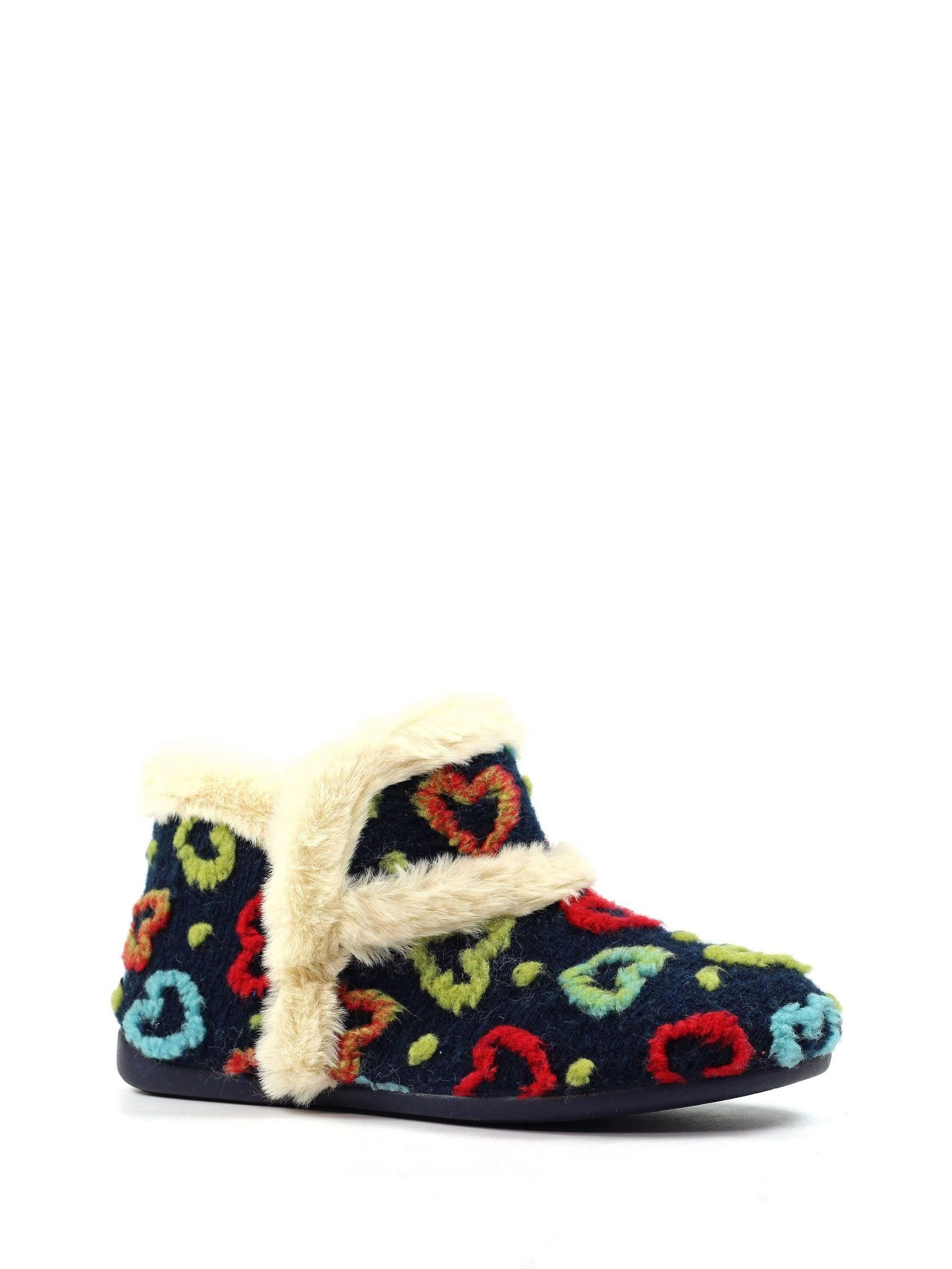 Lunar Blue Angel Heart Detail Bootie Slippers