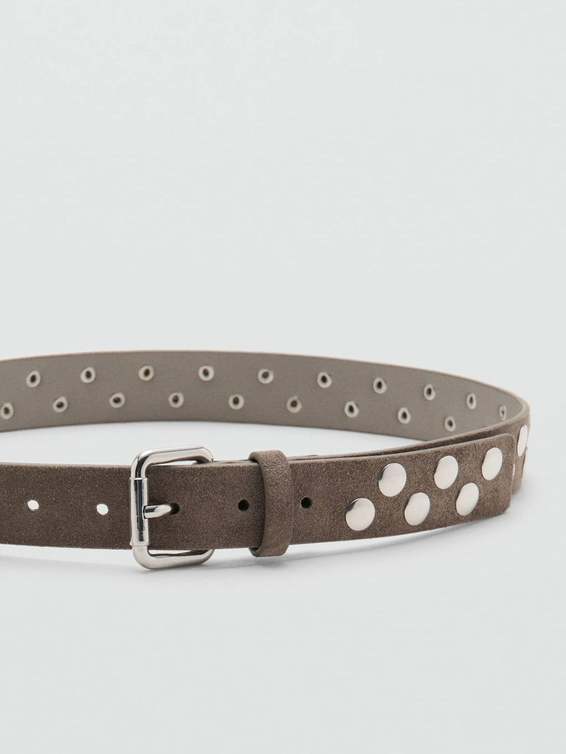 Mango Brown Studded Suede Belt