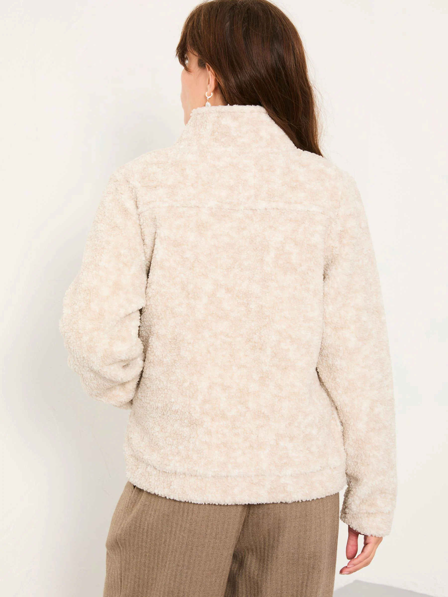 FatFace Natural Fleece Bomber Zip Through Jacket