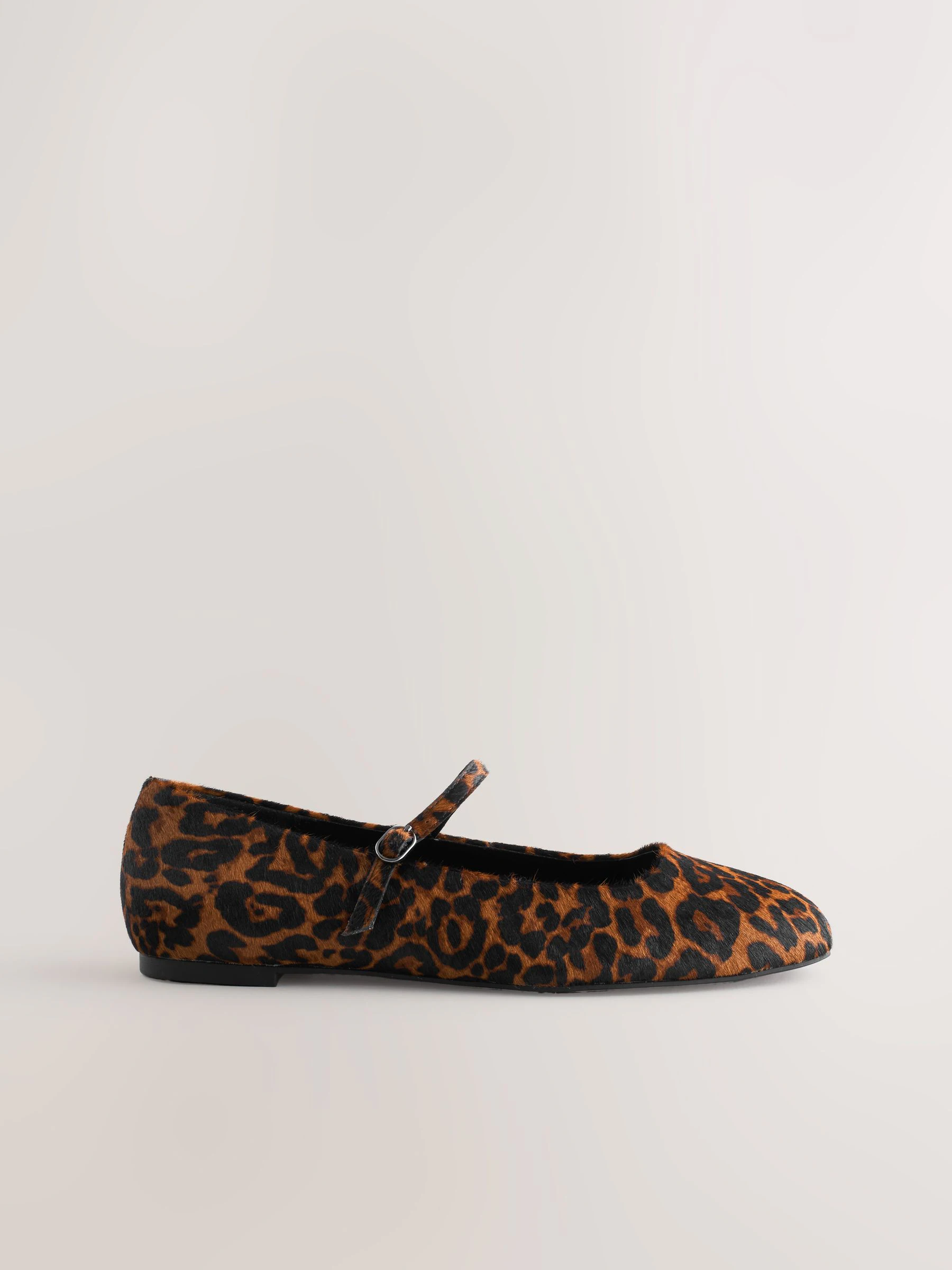 Leopard Forever Comfort® Leather Mary Jane Ballerina Shoes