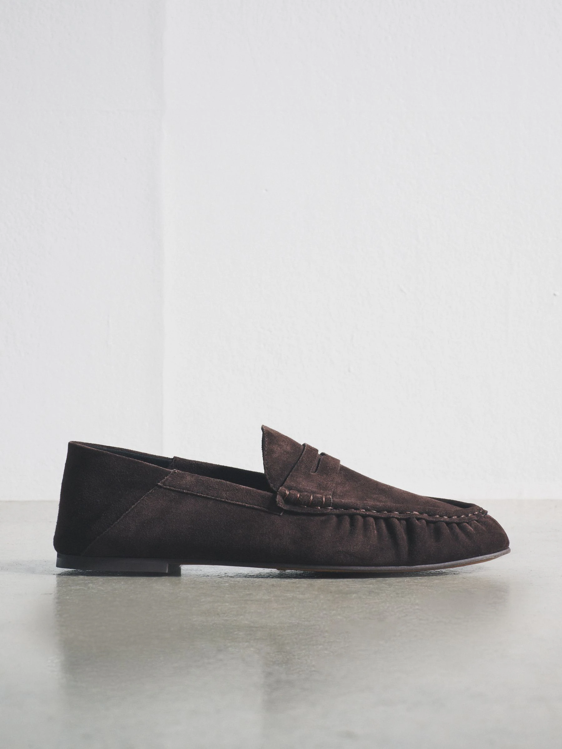 The Set Leather Suede Loafers Chocolate Brown