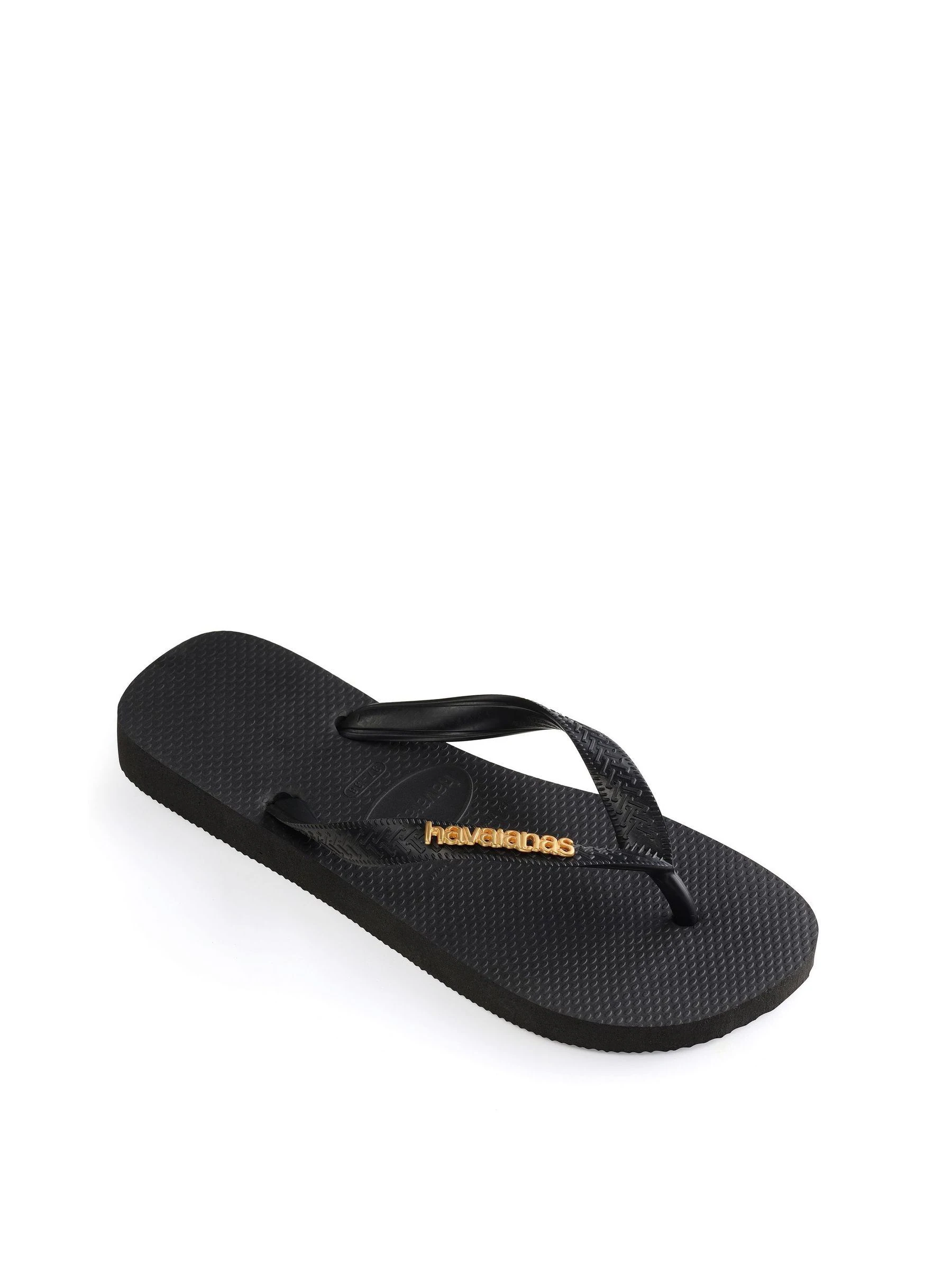 Havaianas Black Top Logo Metallic Sandals