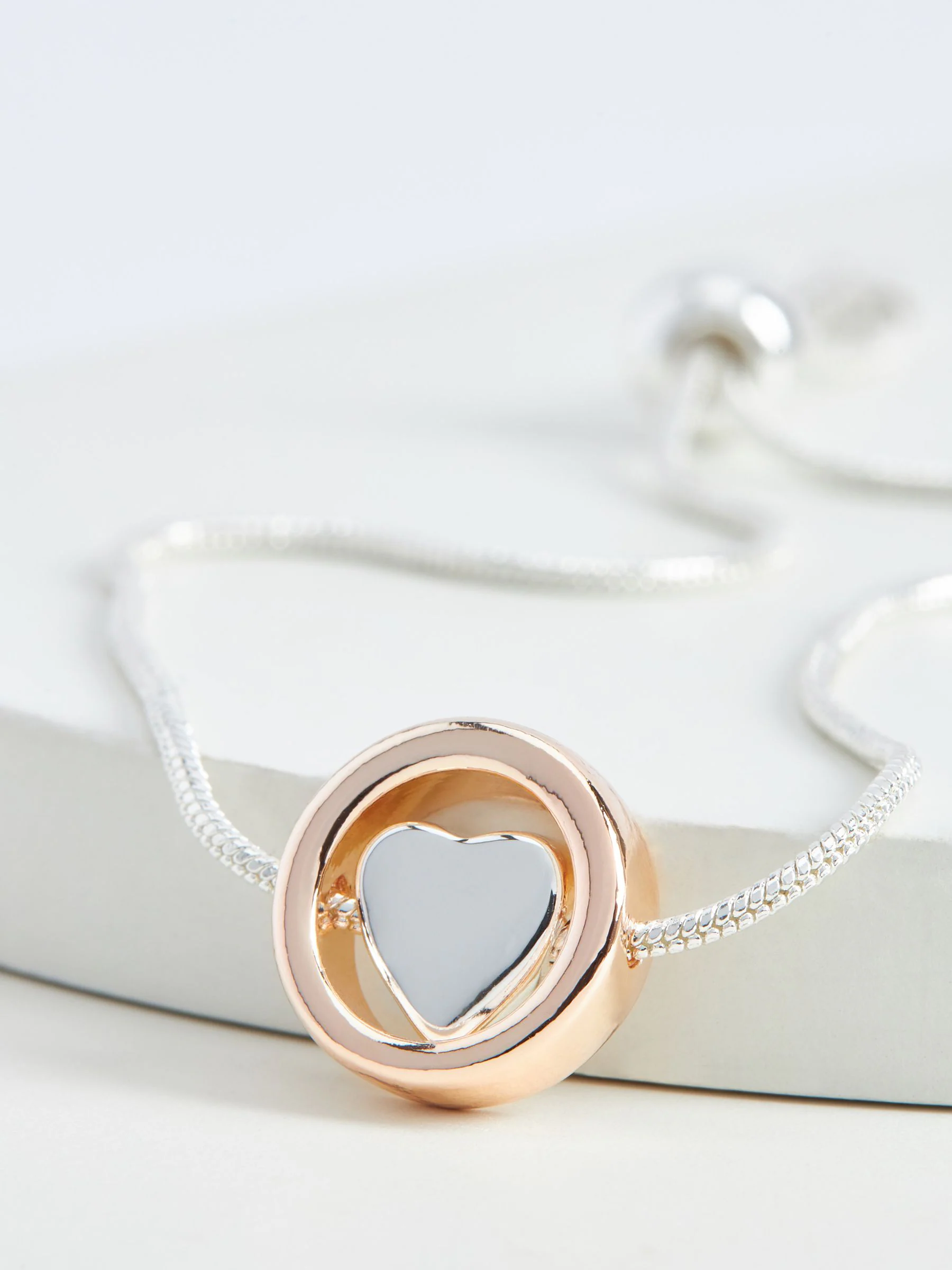 Rose Gold Tone/Silver Tone Heart Pully Bracelet