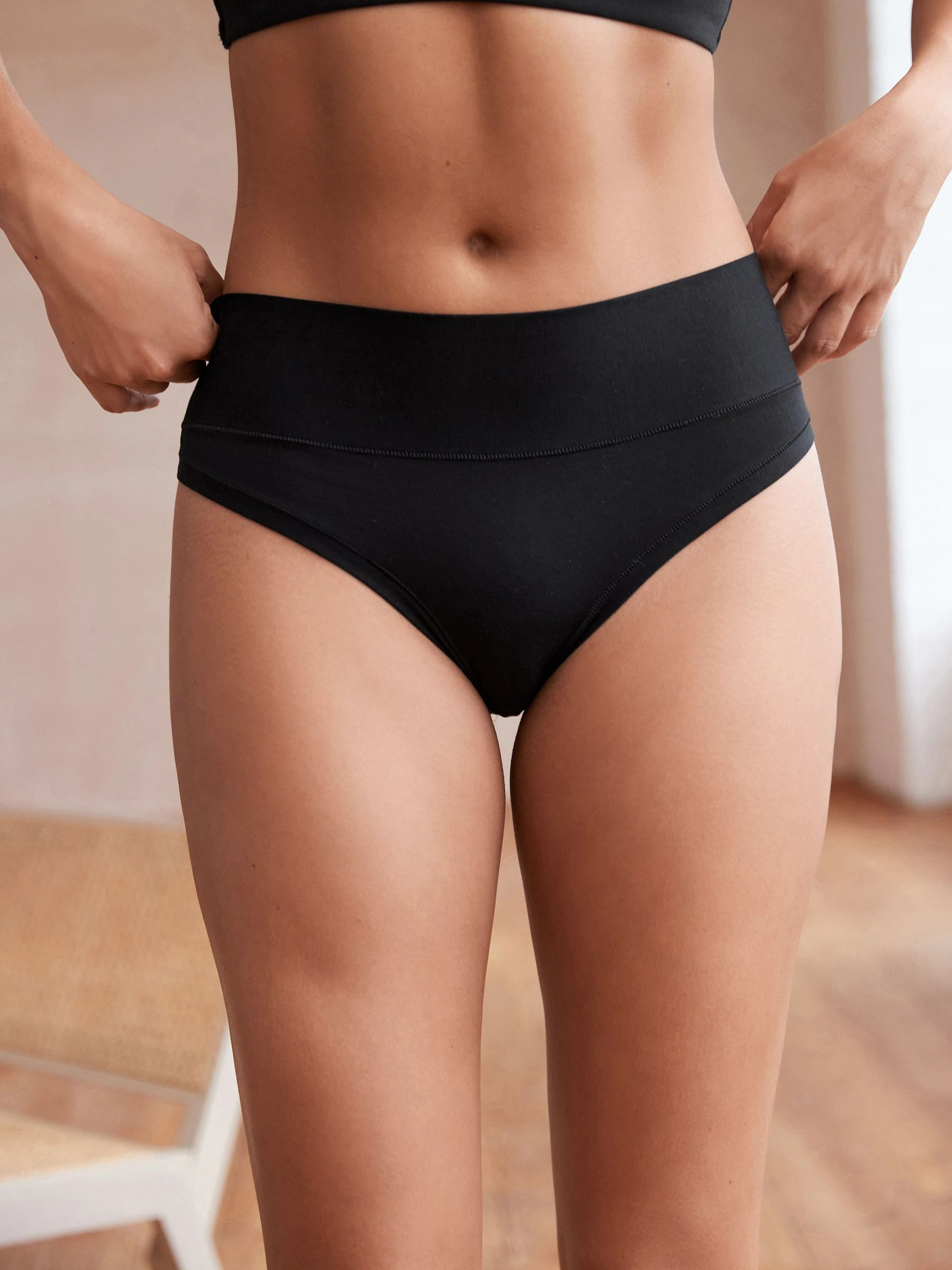 Black High Waist High Leg Ultimate Comfort Knickers 2 Pack