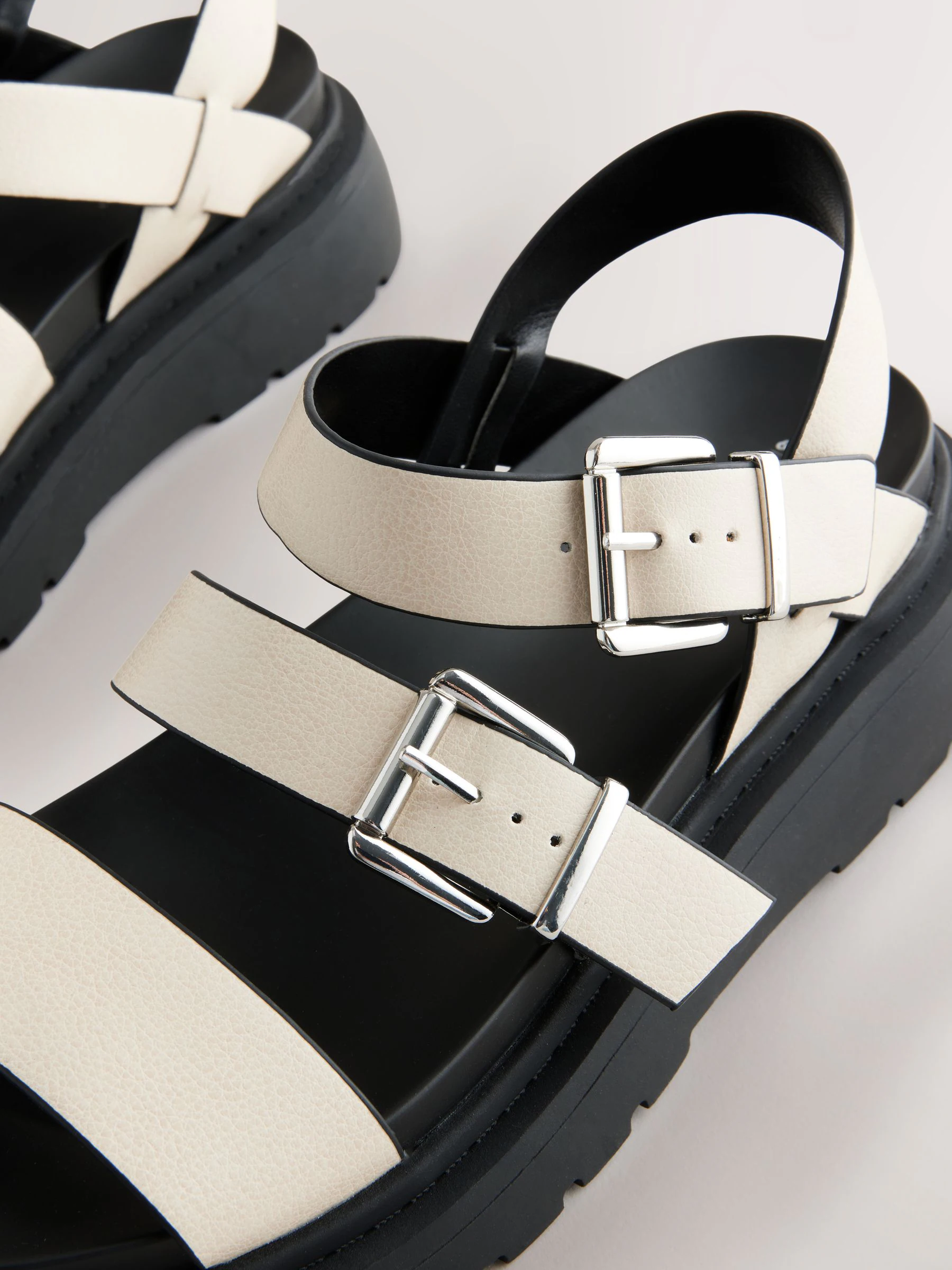 Bone Standard/Wide Fit Chunky Buckled Sandals