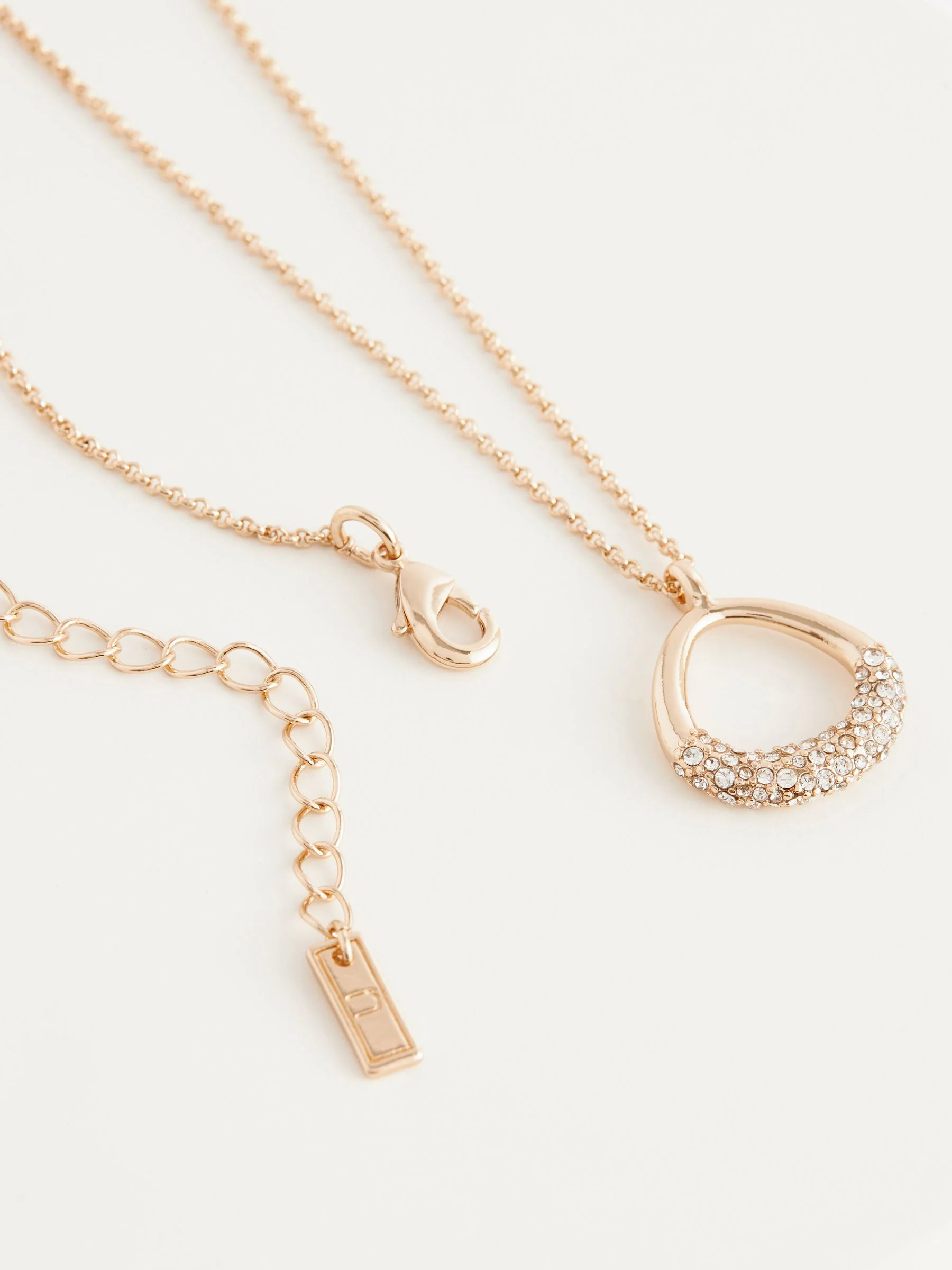 Gold Tone Open Teardrop Necklace