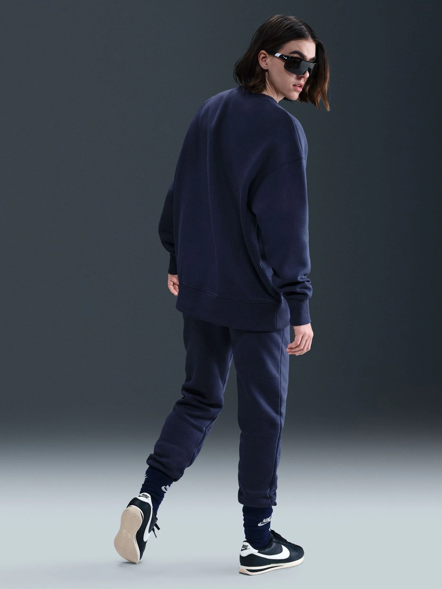 Nike Midnight Navy Oversized Fleece Crew Neck Sweatshirt