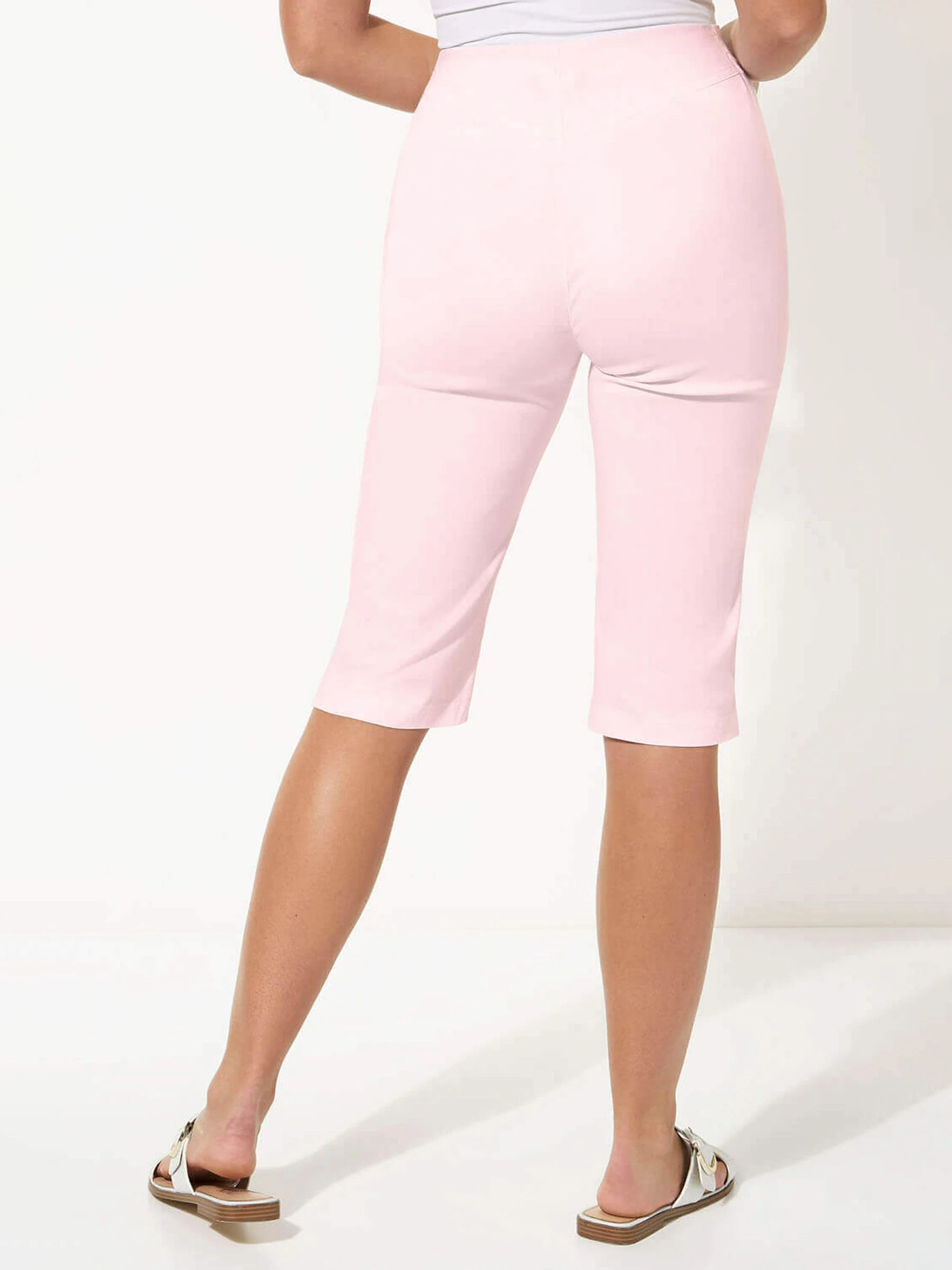 Roman Light Pink Knee Length Stretch Shorts