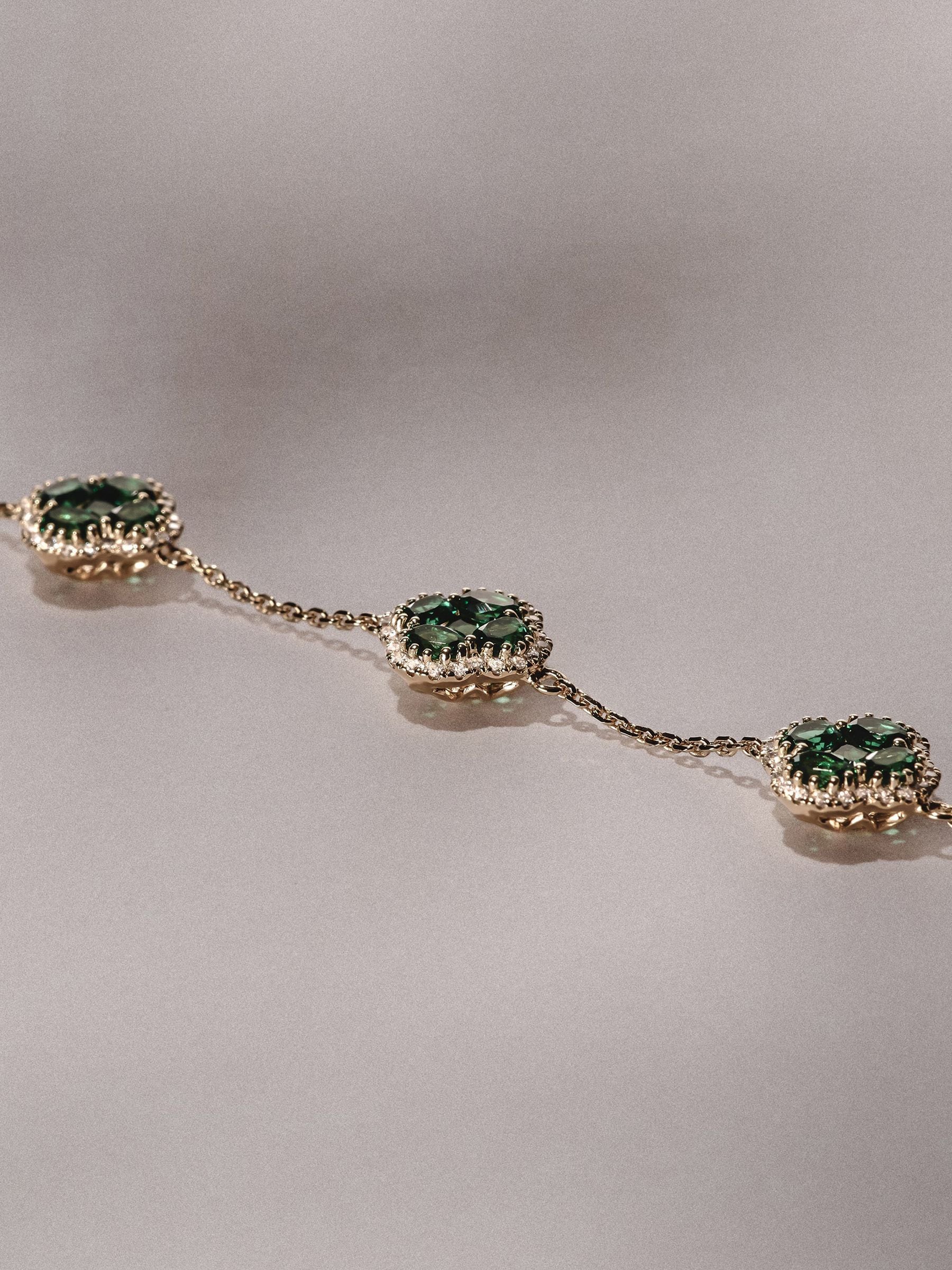 The Diamond Store Green Alegria 3 Clover Lab Emerald Bracelet 2.25ct in 18k Gold Vermeil