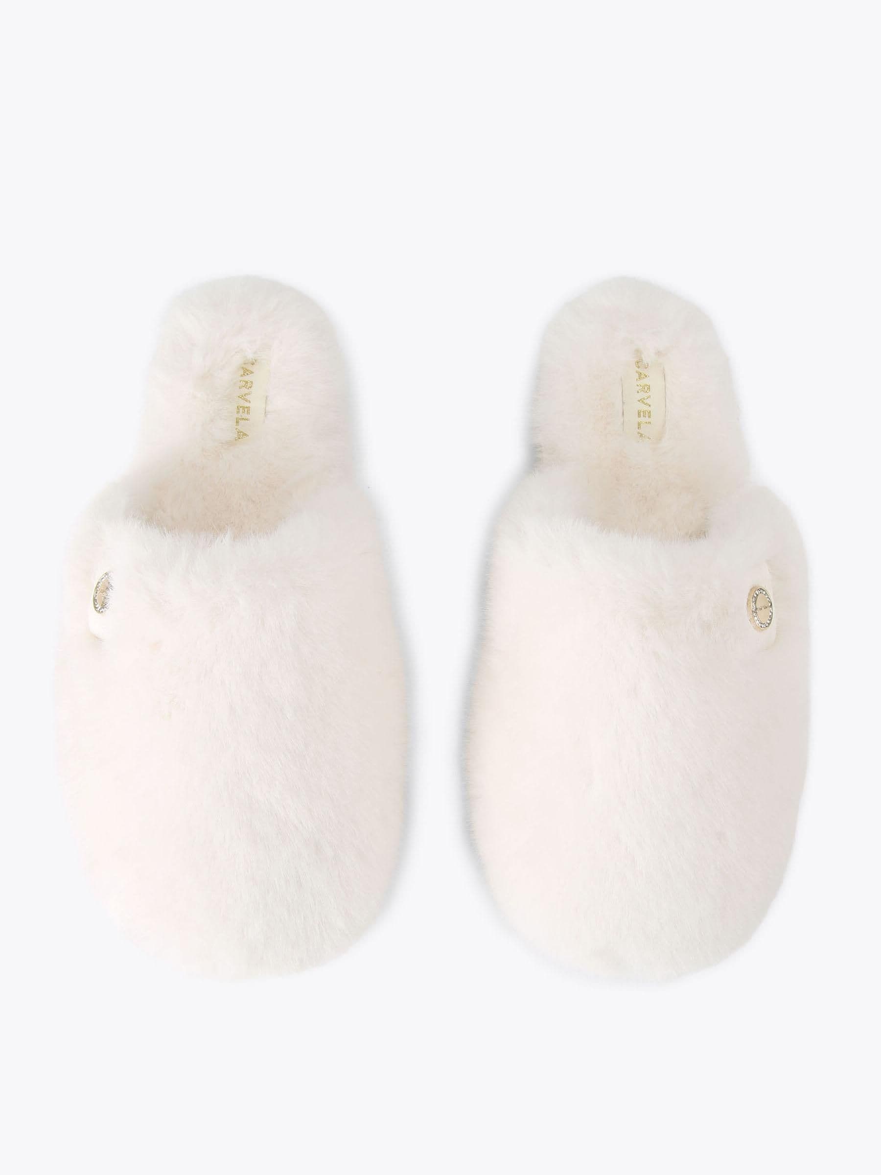 Carvela White Jackpot FUR Slippers