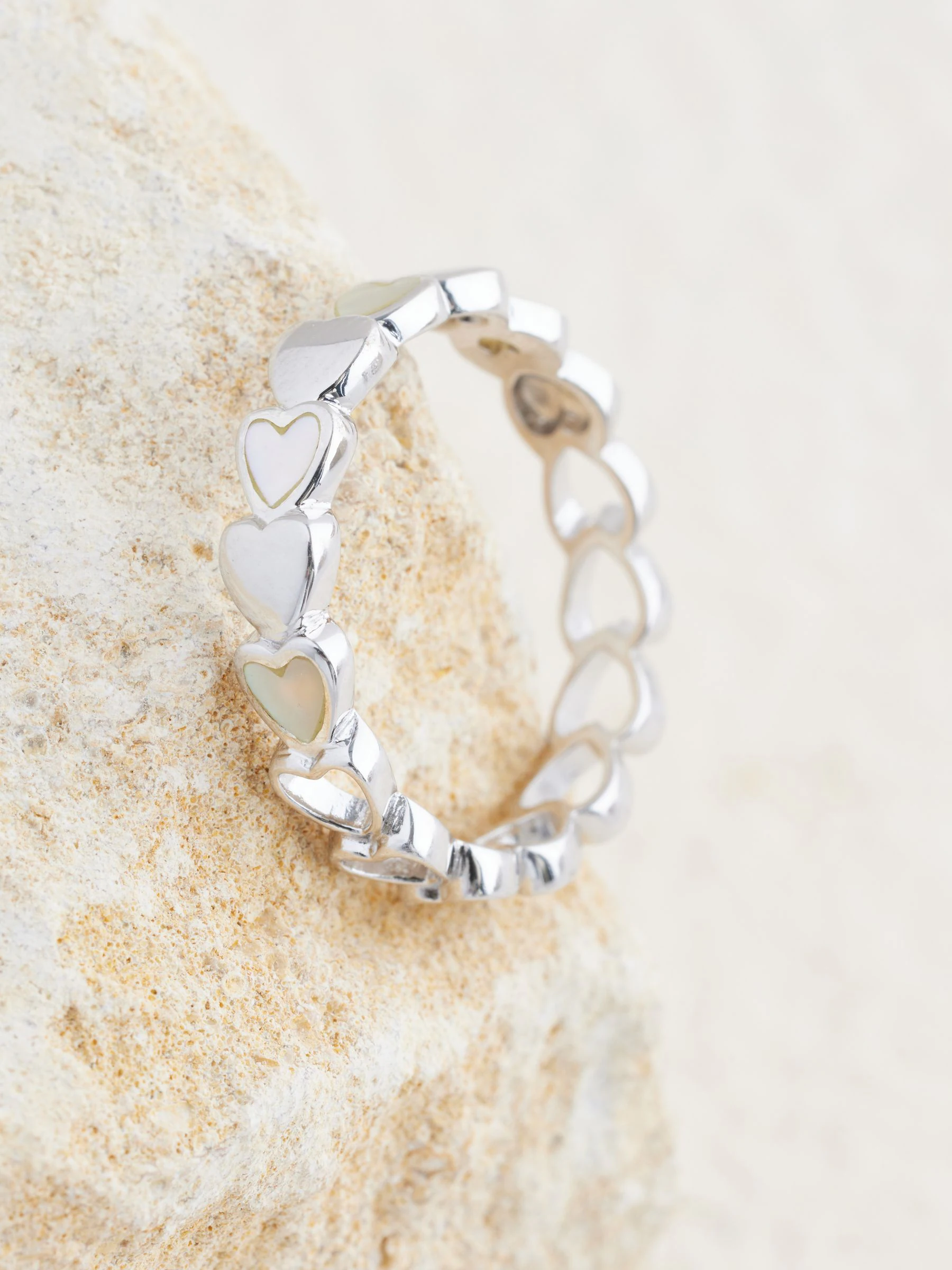 Sterling Silver Mother Of Pearl Heart Ring