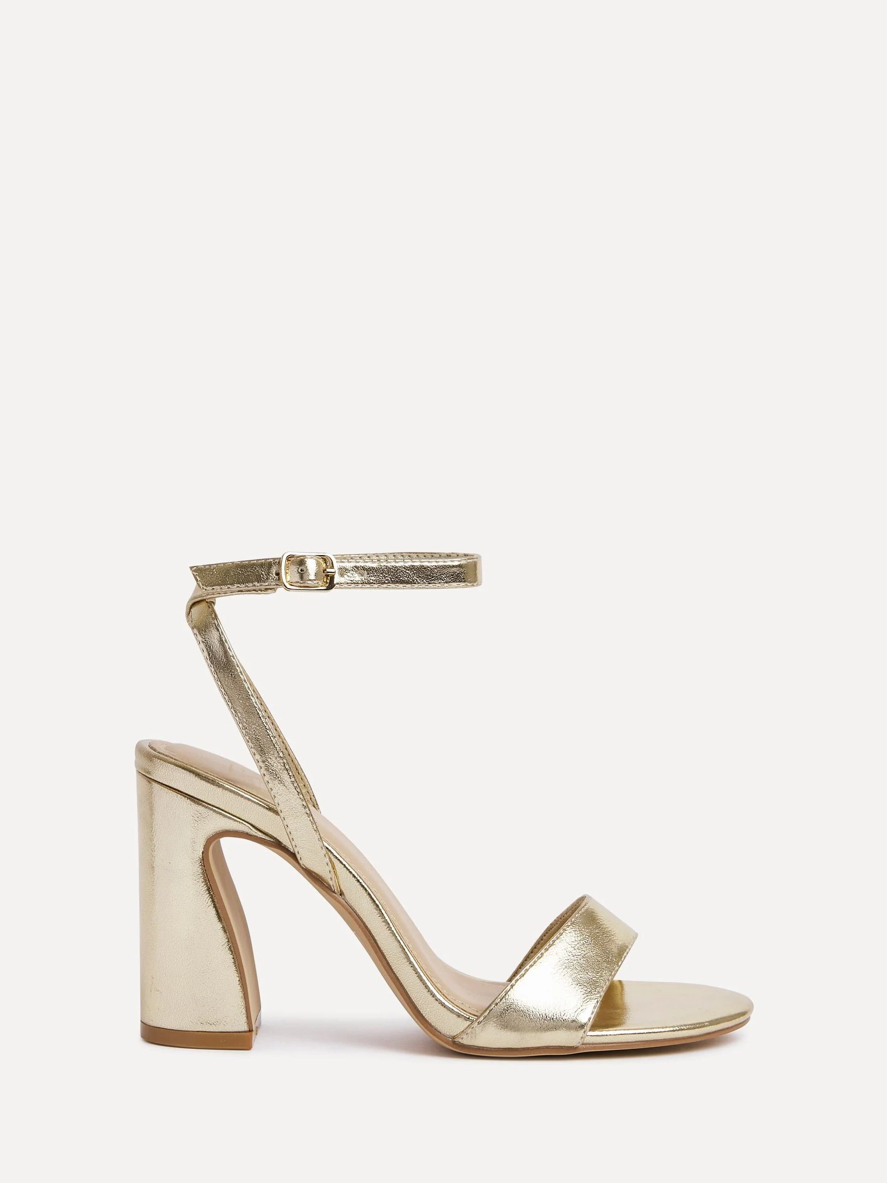 Linzi Gold Trance Block Heel Sandals
