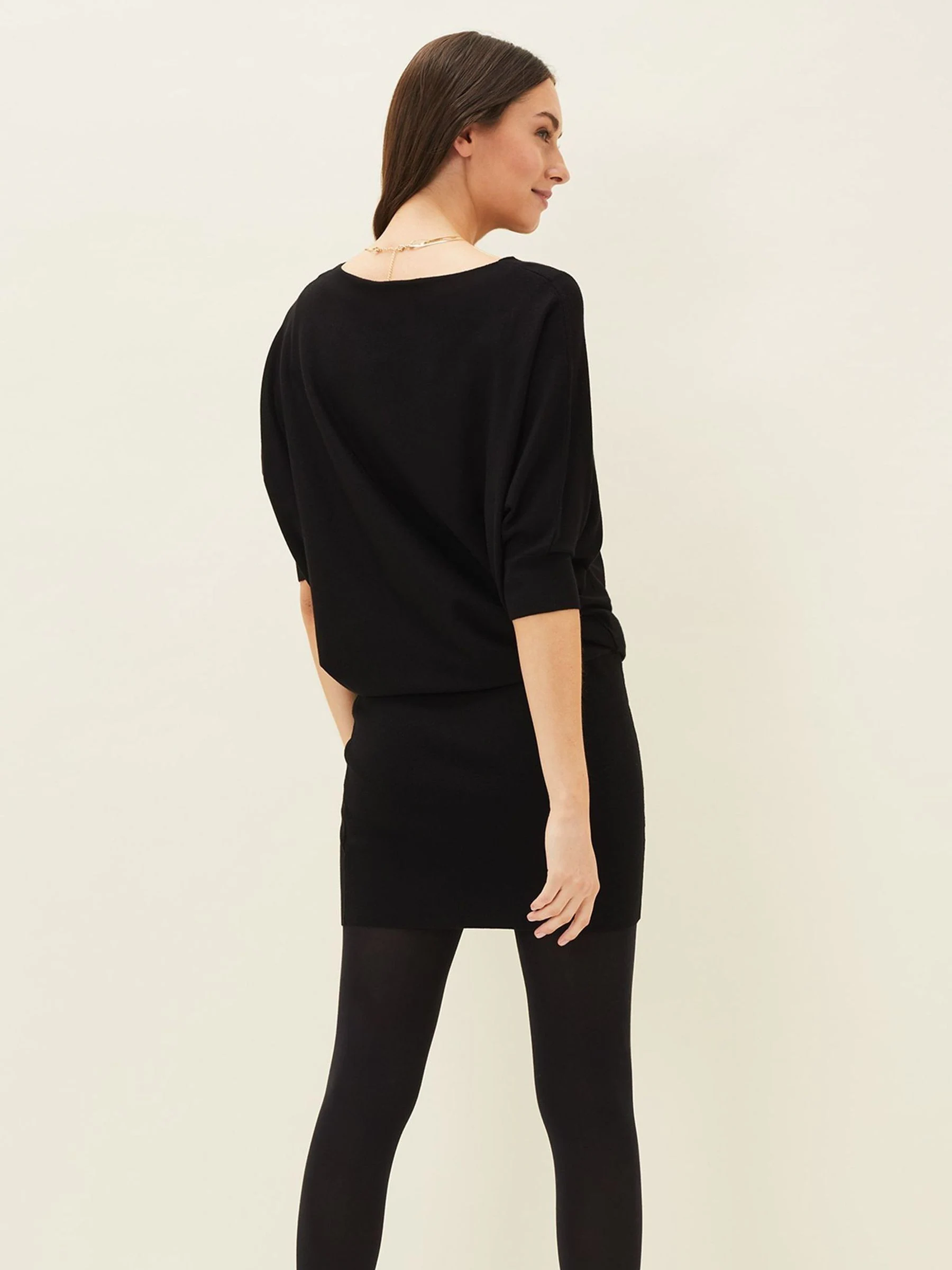Phase Eight Black Becca Batwing Knitted Dress