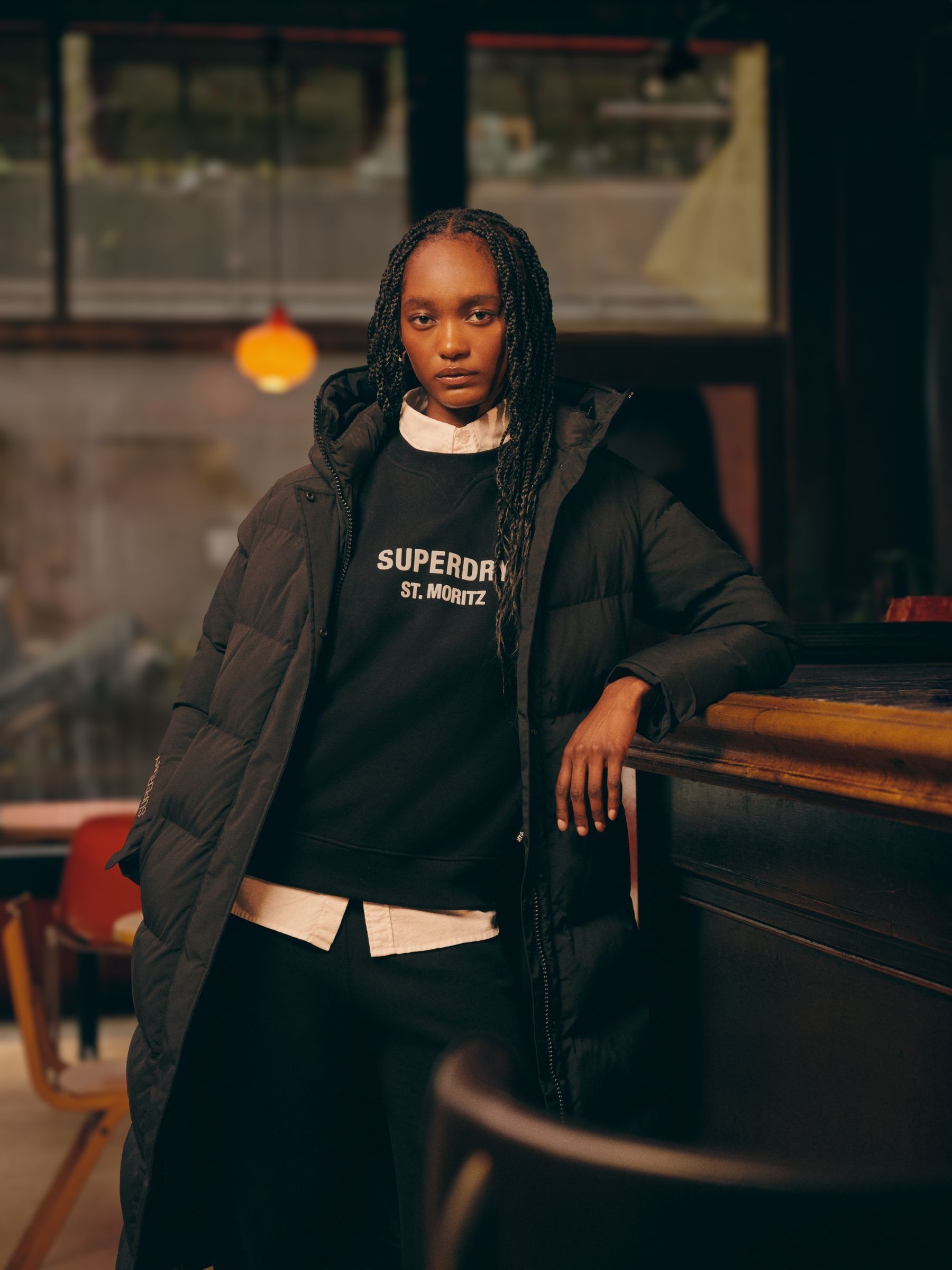 Superdry Black City Chevron Padded Coats