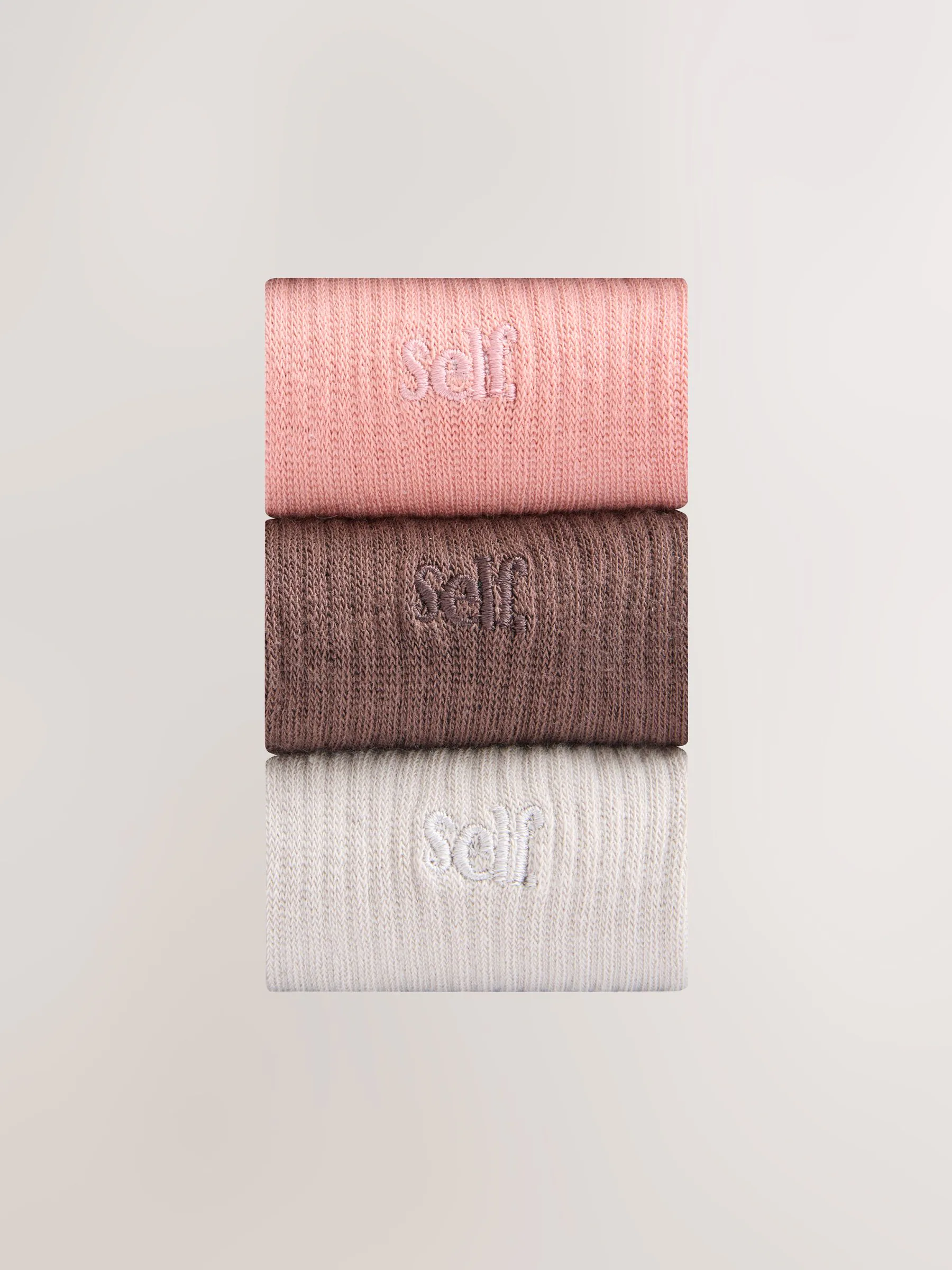 self. Choc/Neutral/Pink 3 Pack Cushion Sole Lounge Ankle Socks 3 Pack