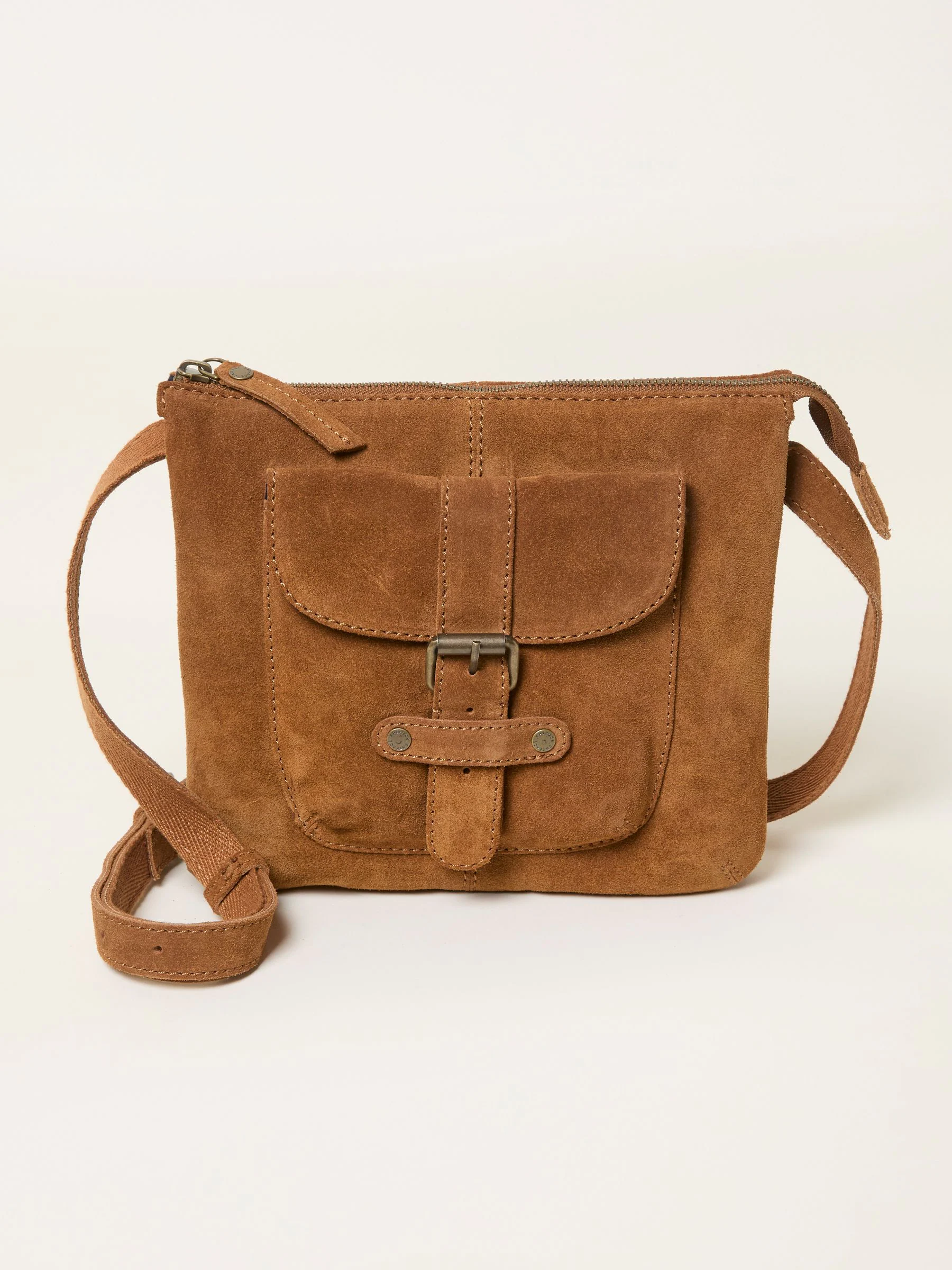 FatFace Libby Tan Brown Suede Crossbody Bag