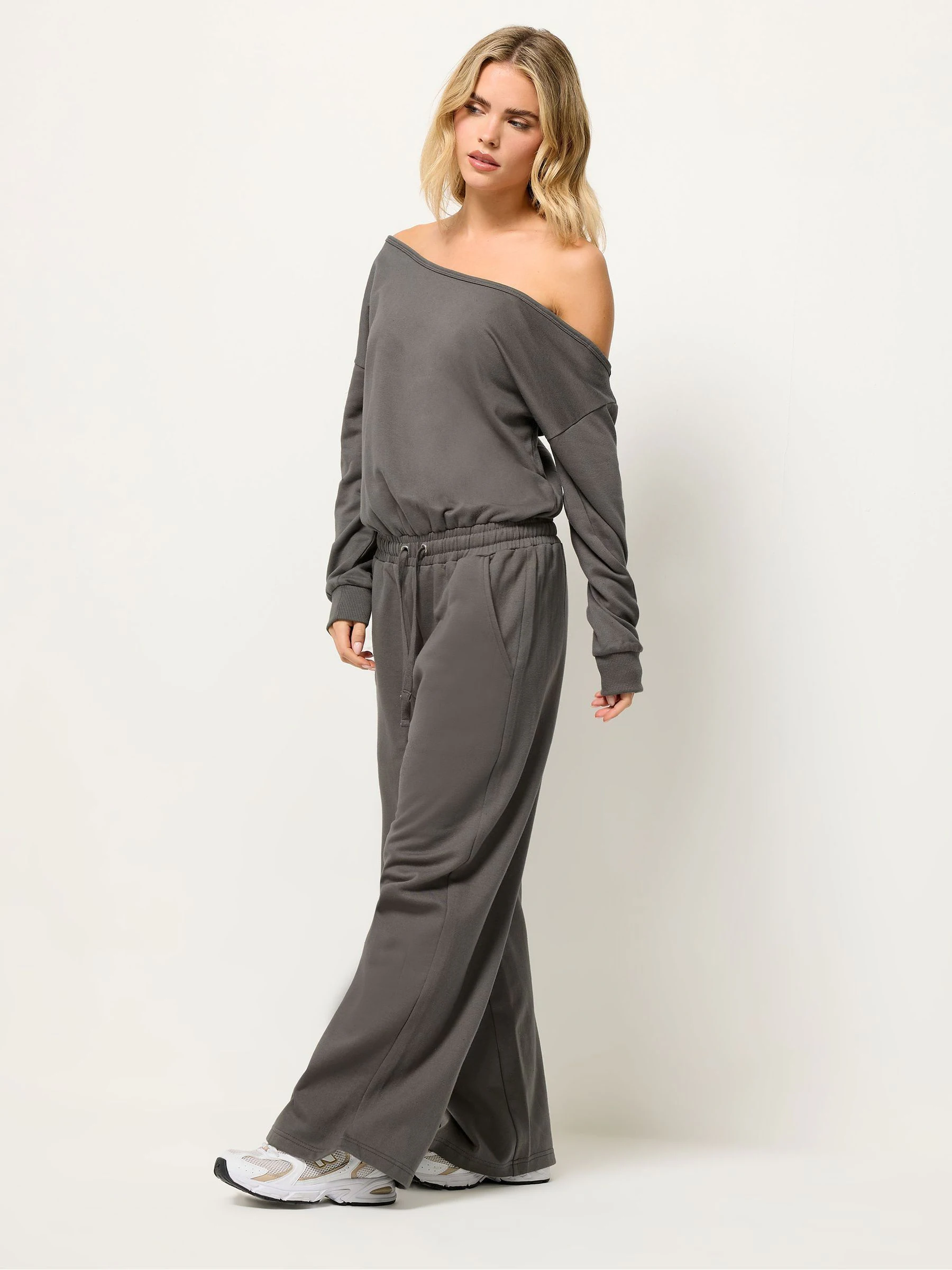 PixieGirl Petite Grey Sweat Wide Leg Jumpsuit