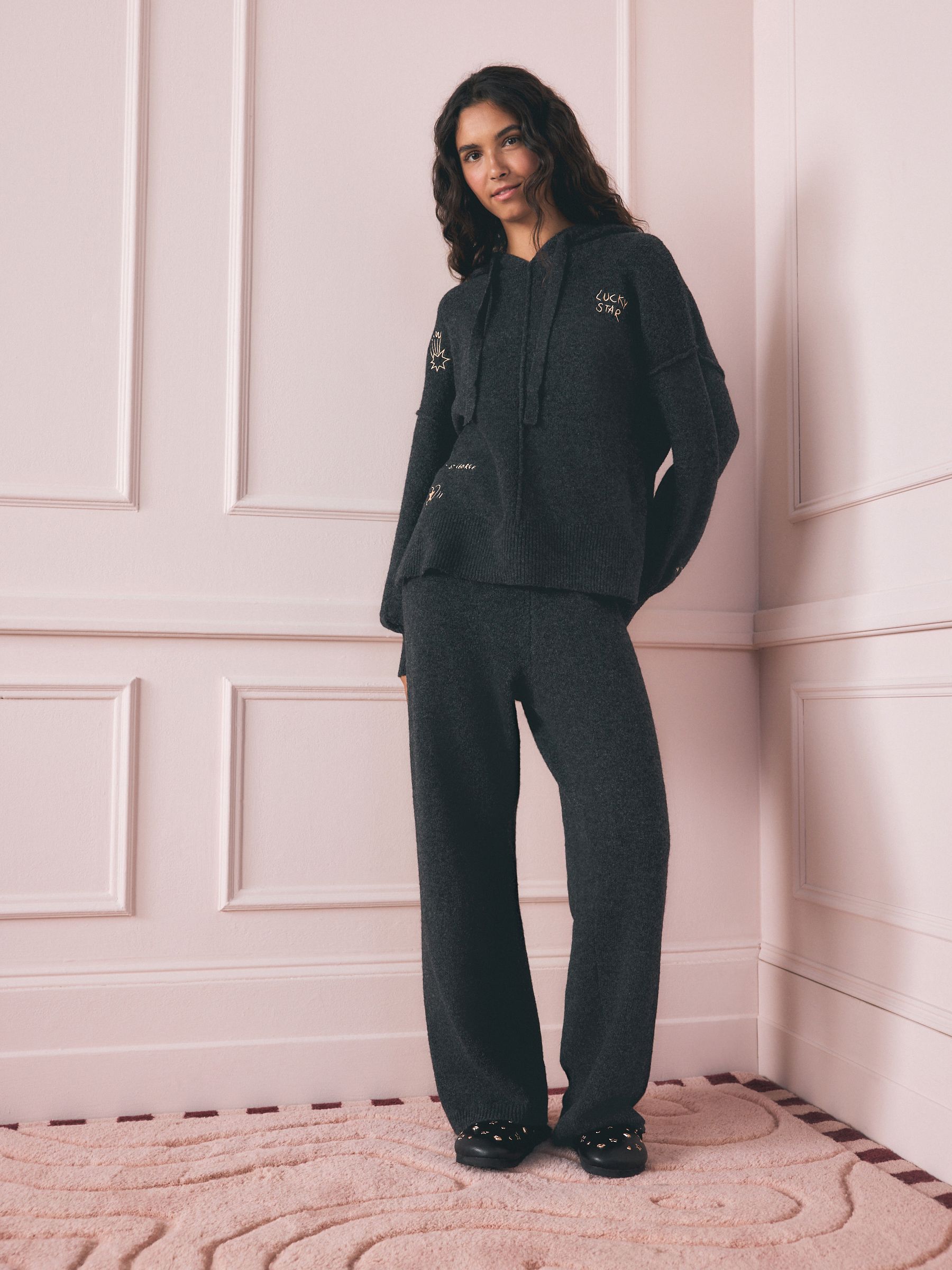 Rockett St George Charcoal Grey Doodles Knitted Lounge Trousers