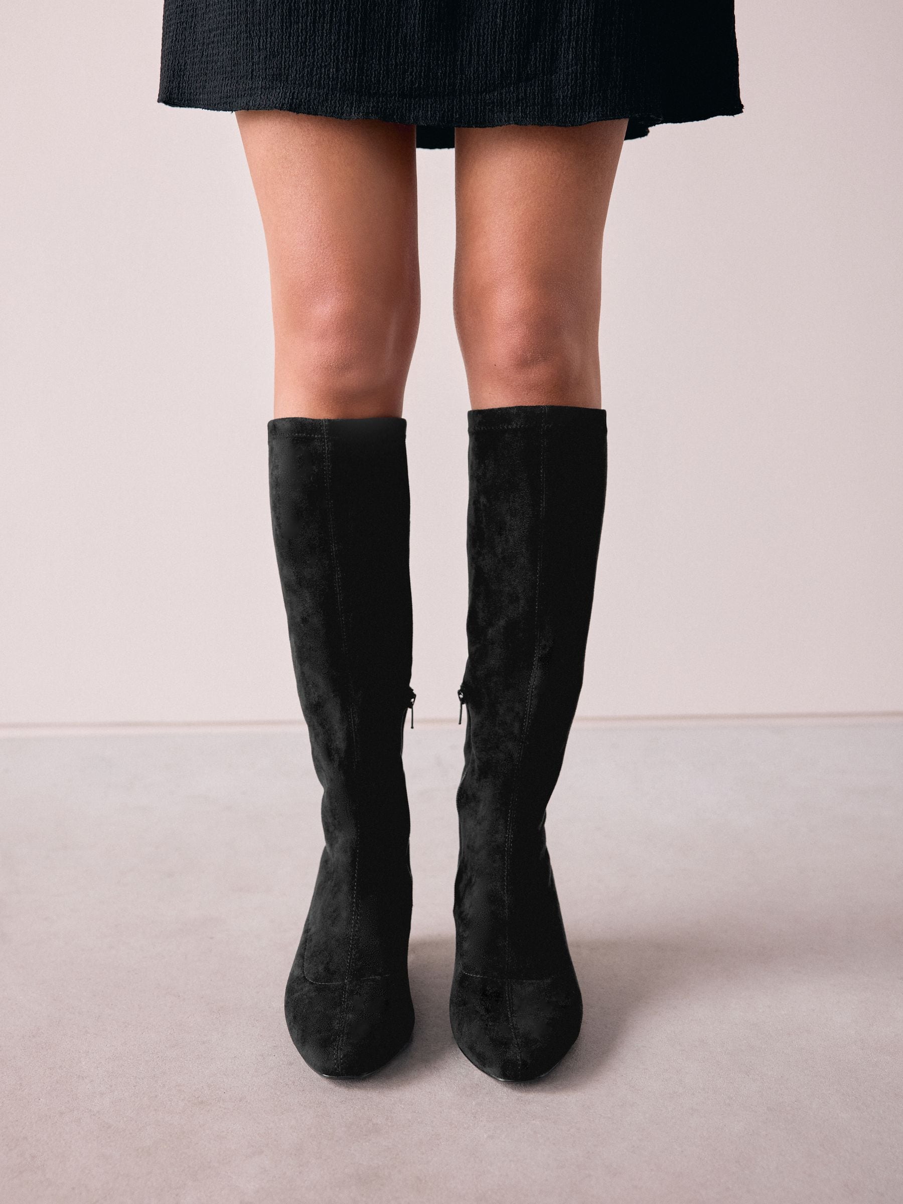 Black Extra Wide Fit Forever Comfort® Chisel Toe Knee Sock Boots