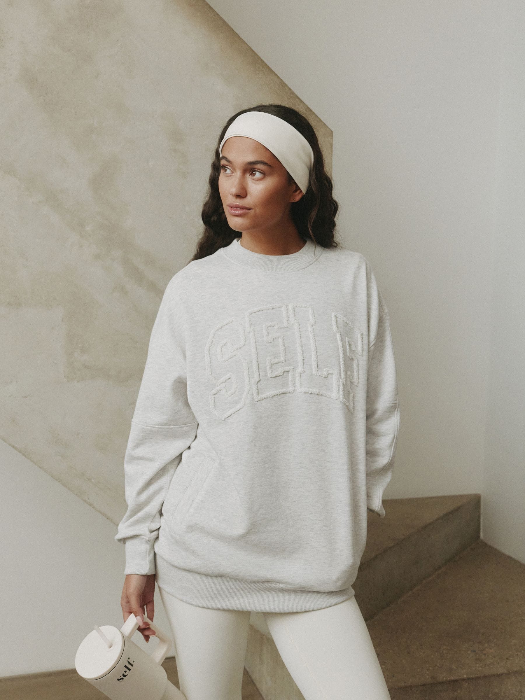 self. Grey Boucle Sweatshirt