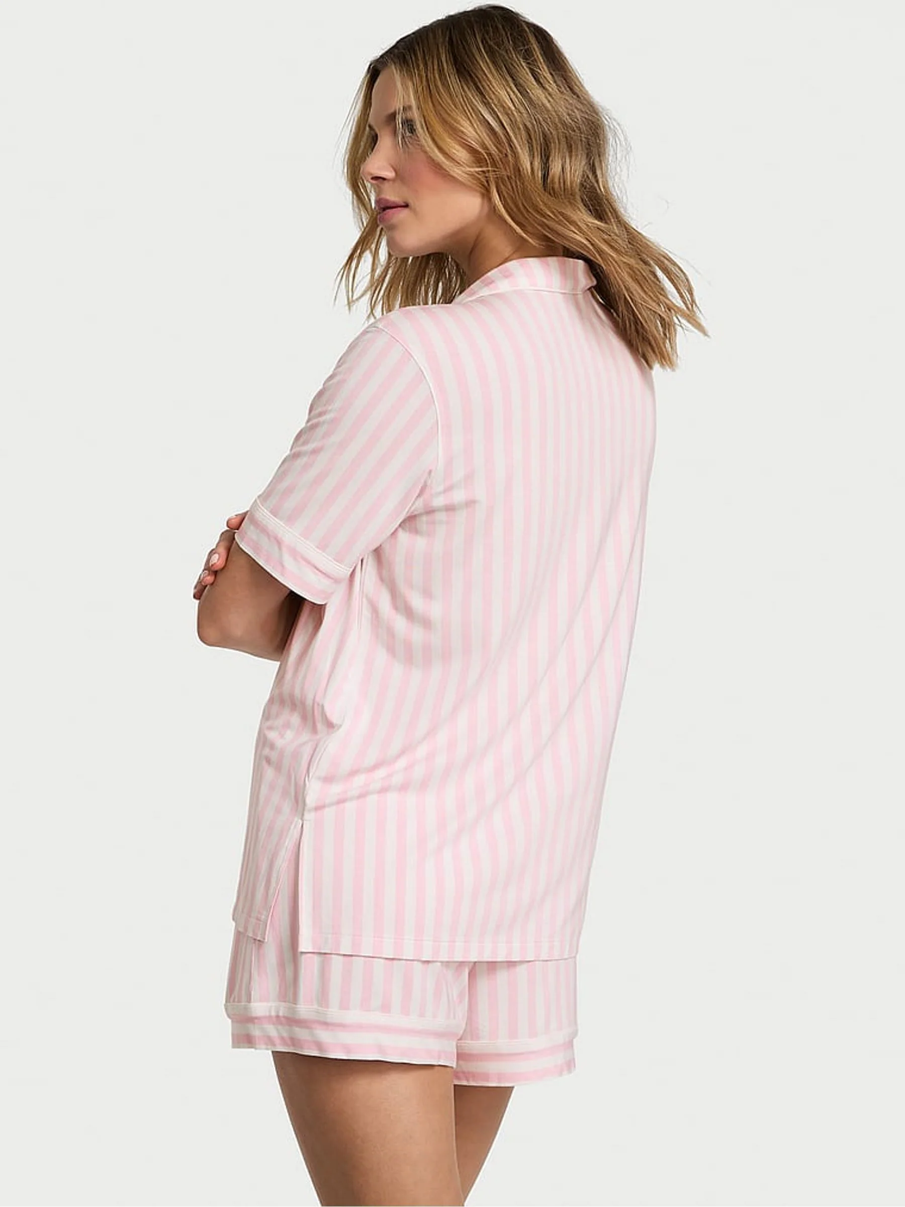 Victoria's Secret Pretty Blossom Pink Iconic Stripe Modal Short Pyjamas Set