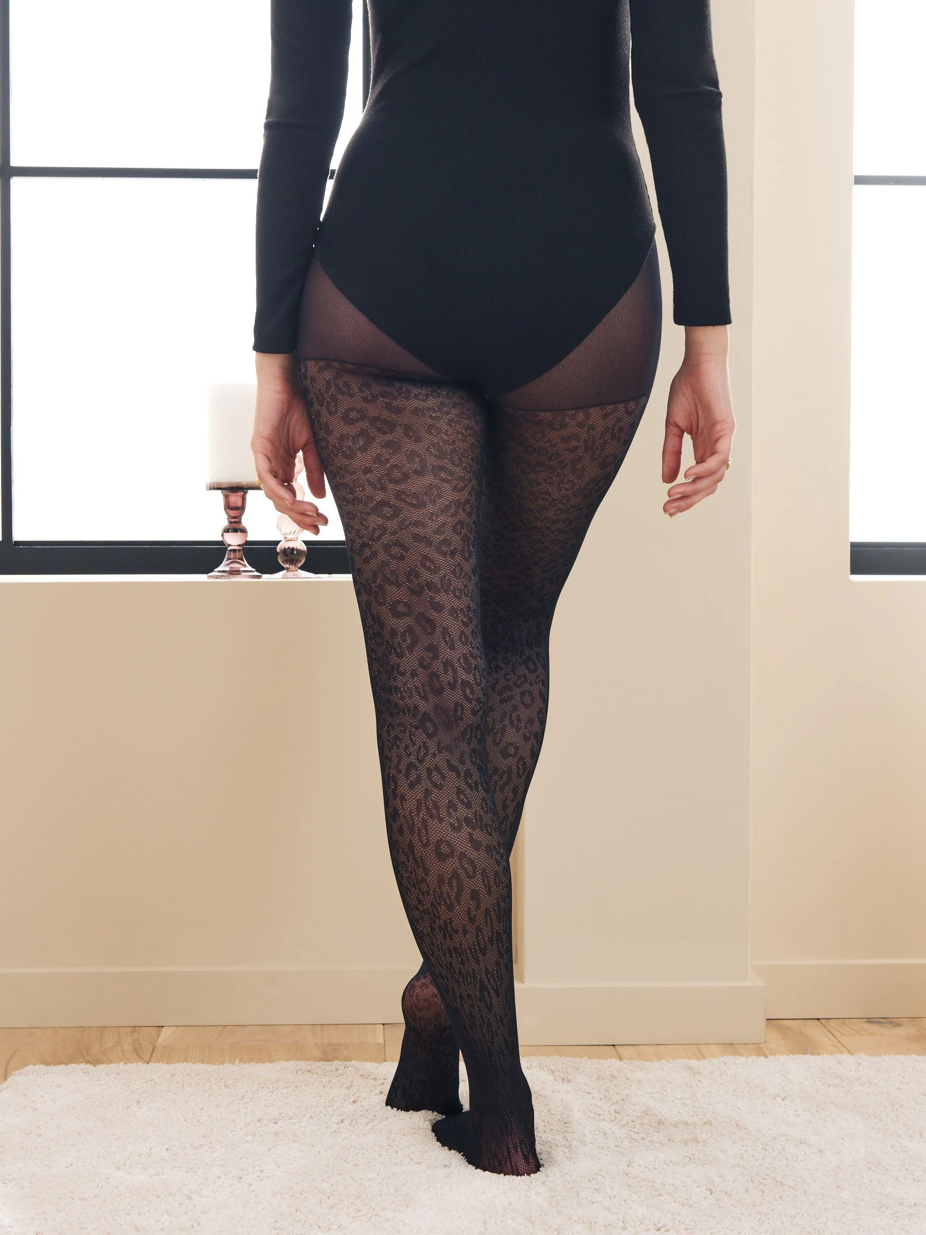 Black Animal Print Pattern Tights 1 Pack