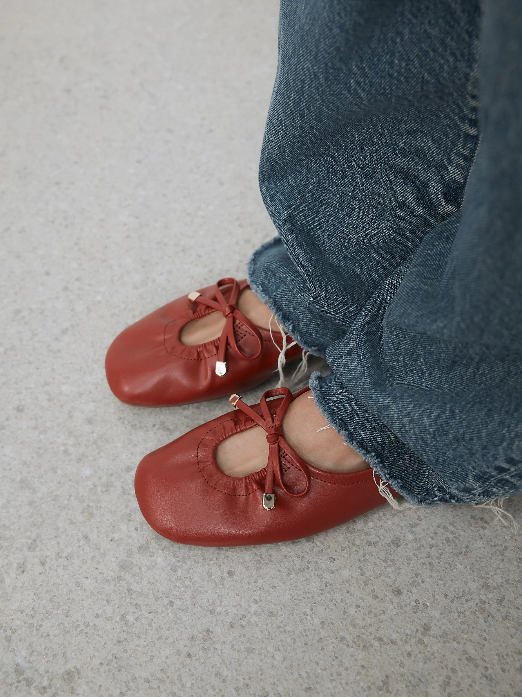 Red Forever Comfort® Tie Up Round Toe Ballet Flats