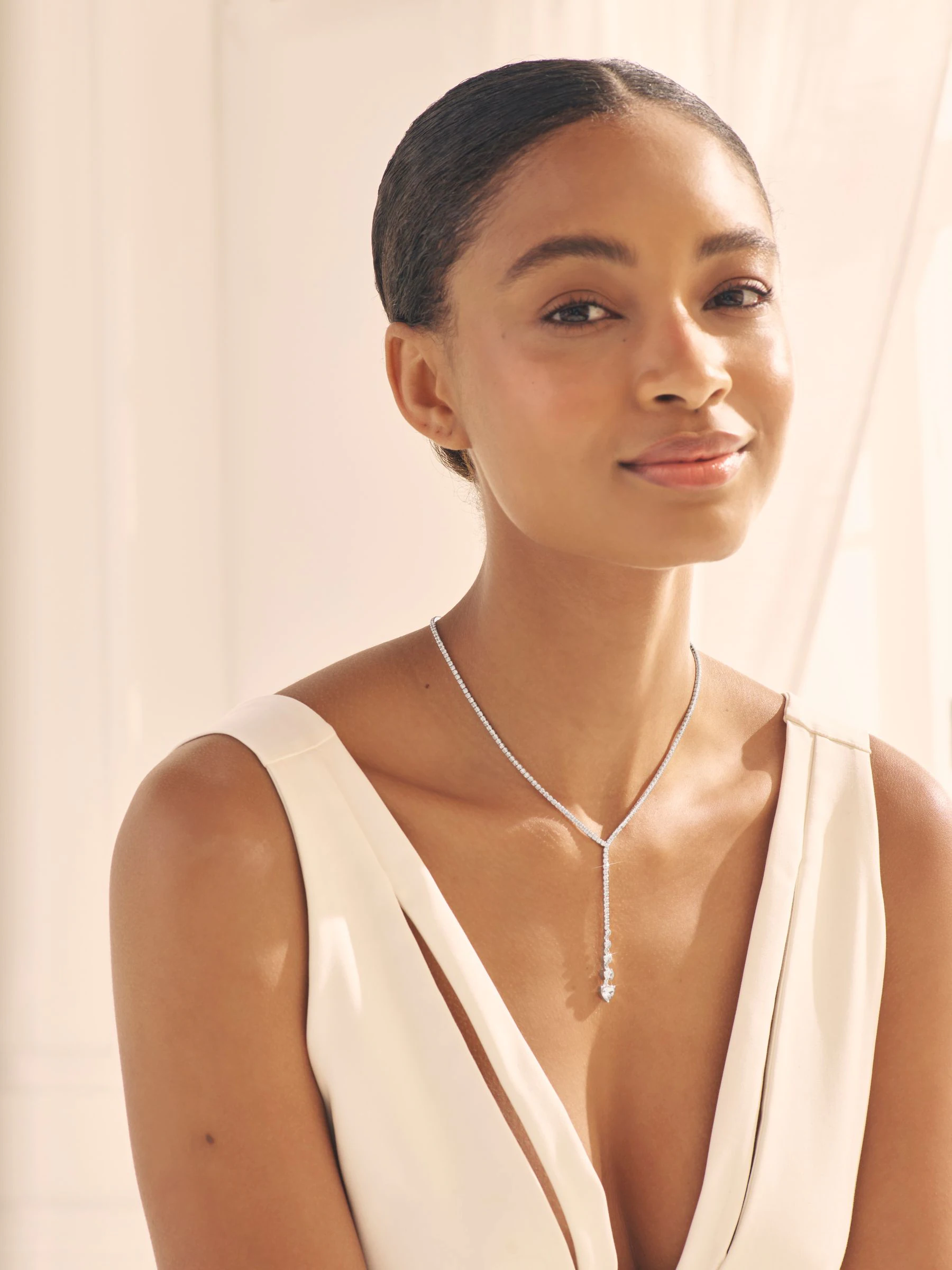 Silver Tone Cupchain Y Necklace