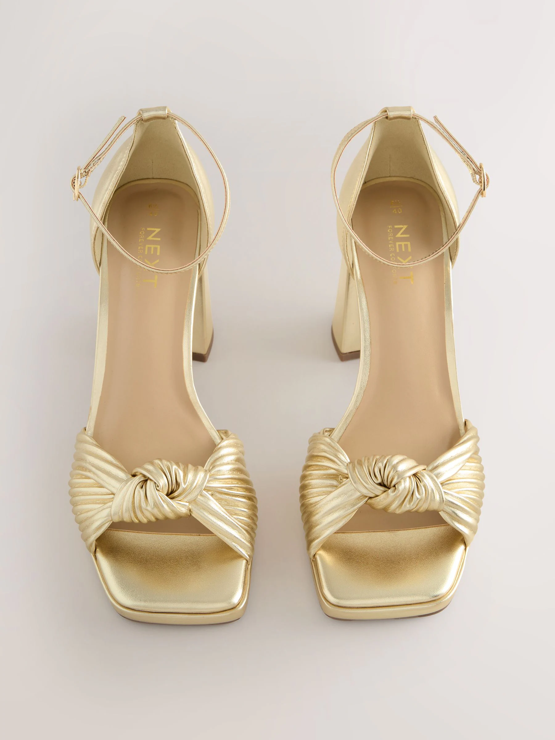 Gold Forever Comfort® Twist Heeled Platform Sandals