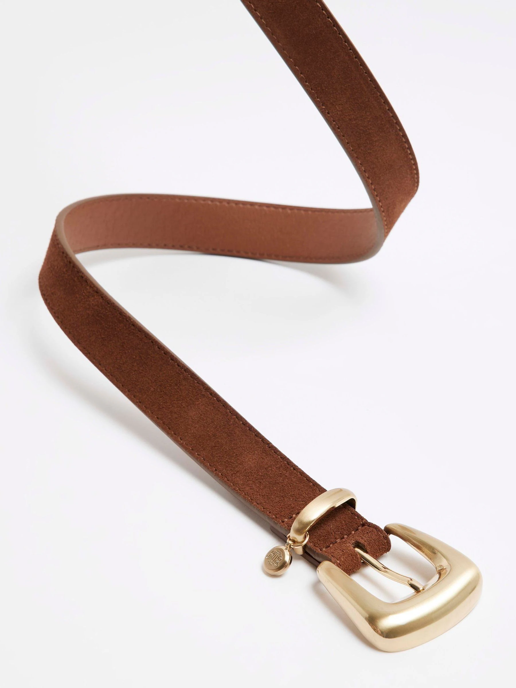 River Island Brown Bubble Buckle Suede Belt