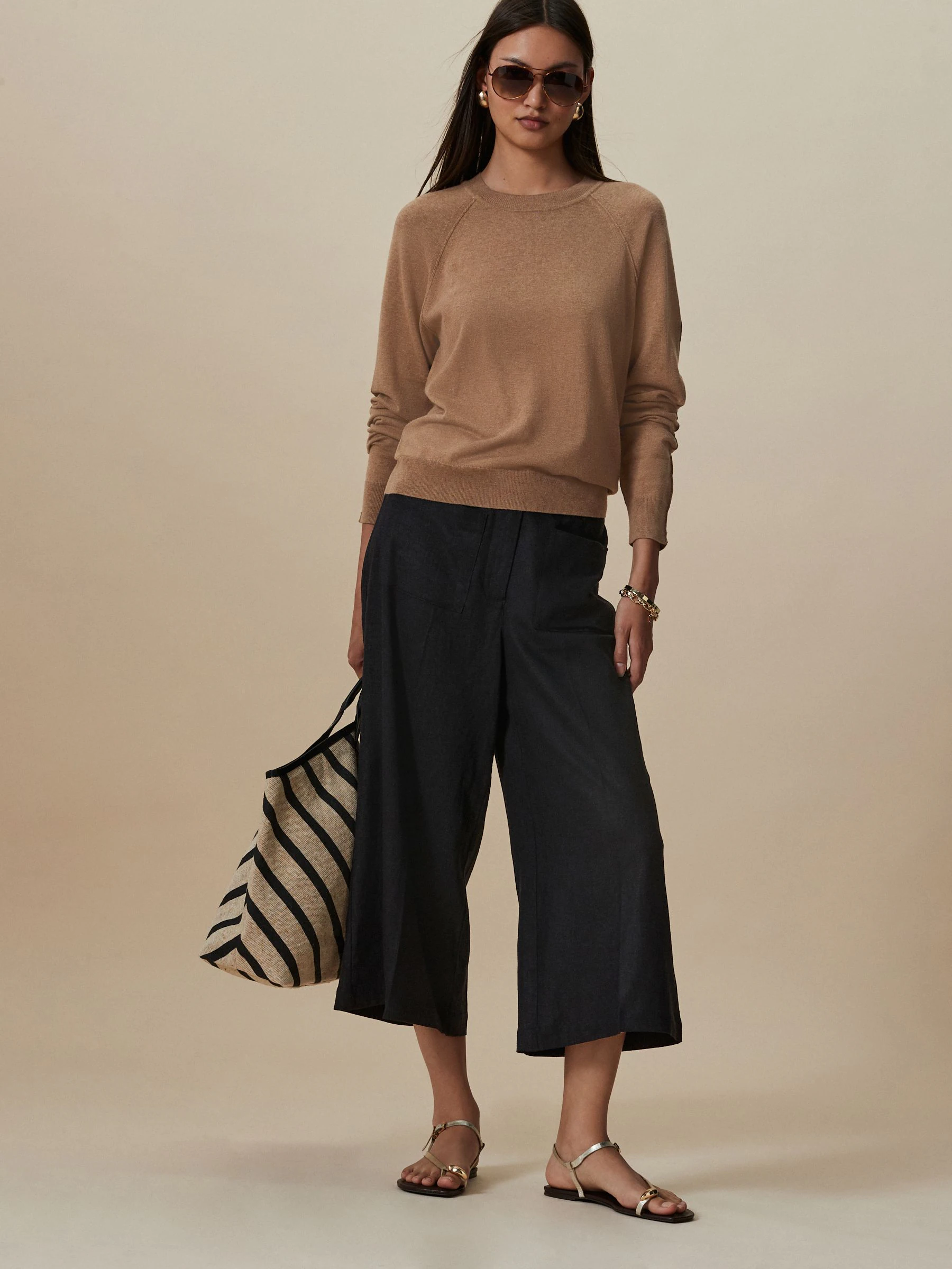 Camel Brown Soft Touch Crew Neck Cotton Rich Jumper