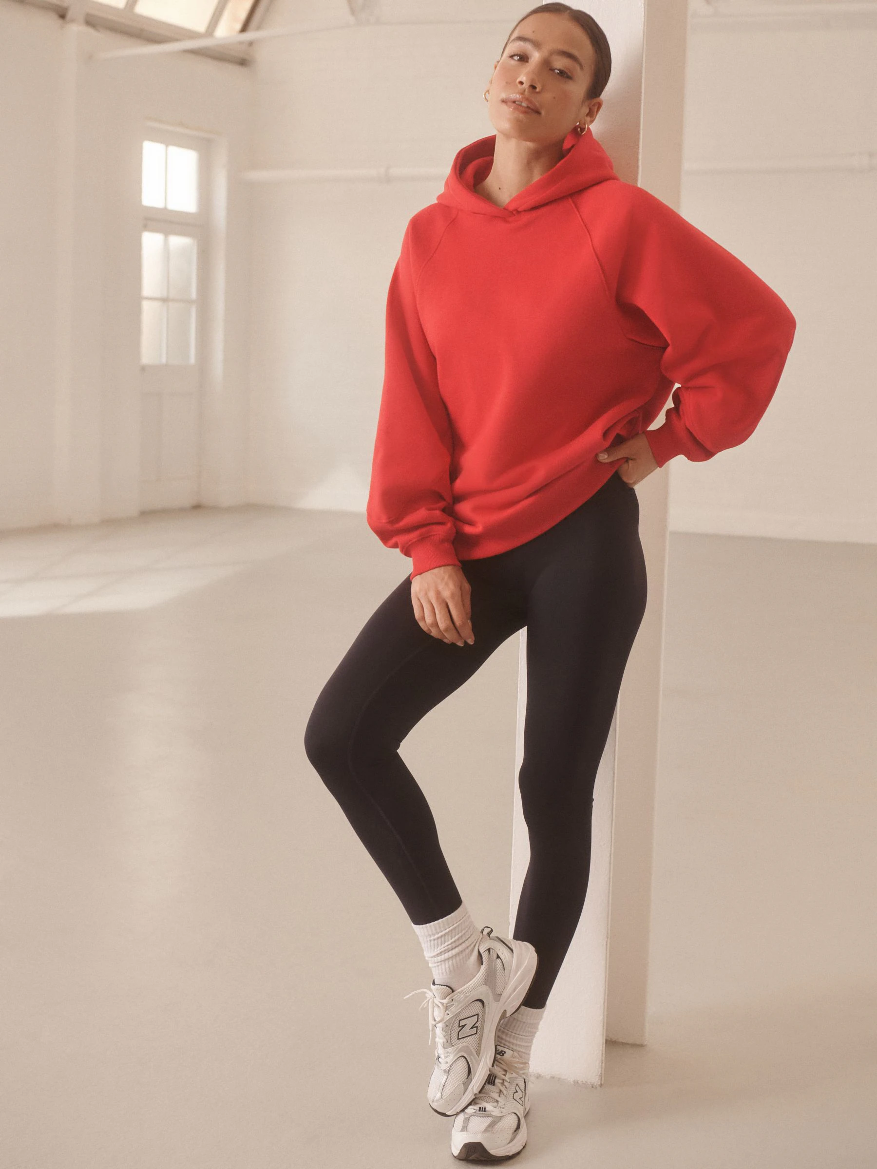 Cherry Red Relaxed Fit Longline Hoodie