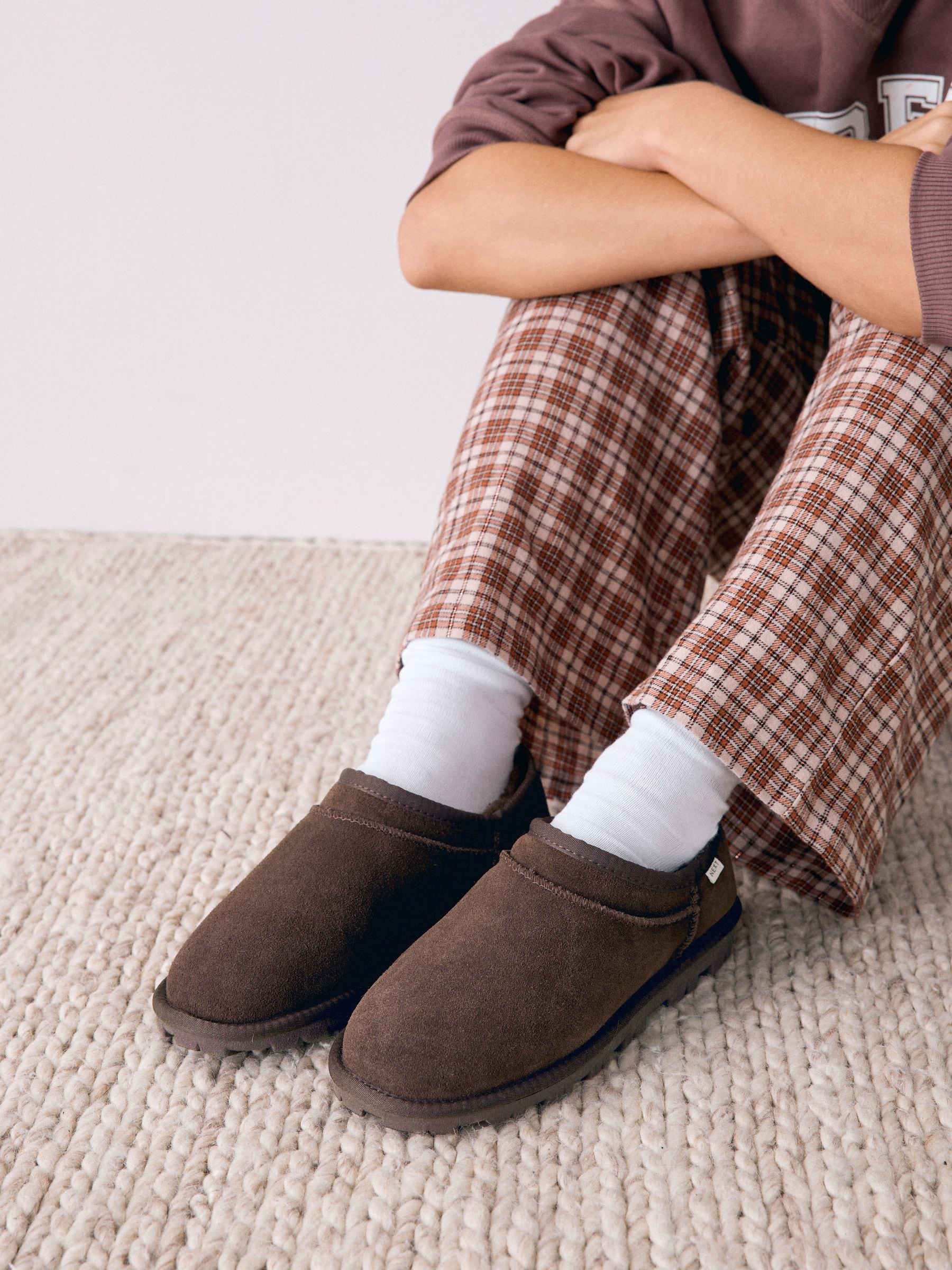 Chocolate Brown Suede Shoot Slippers