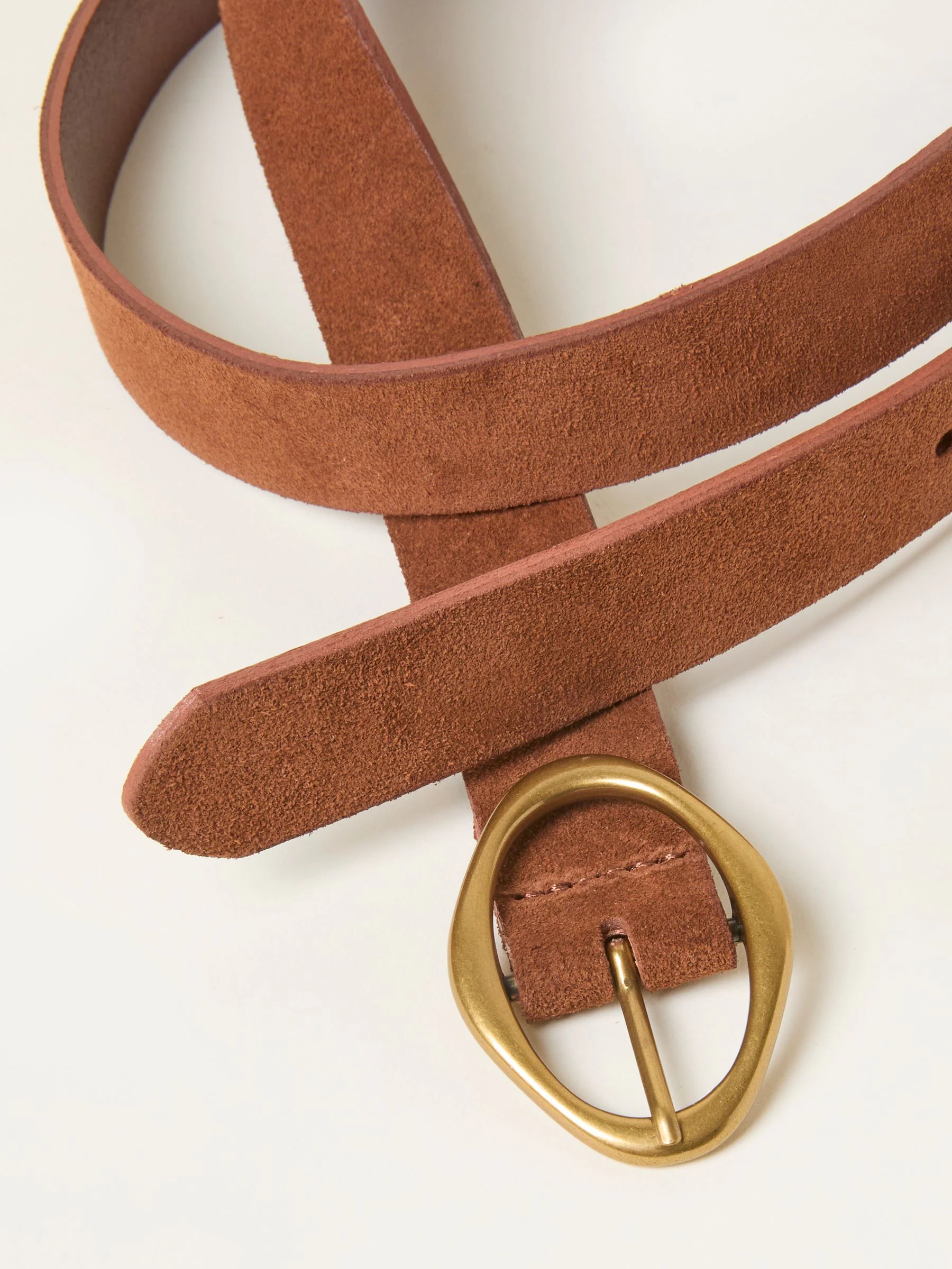 FatFace Tan Brown Suede Buckle Interest Belt