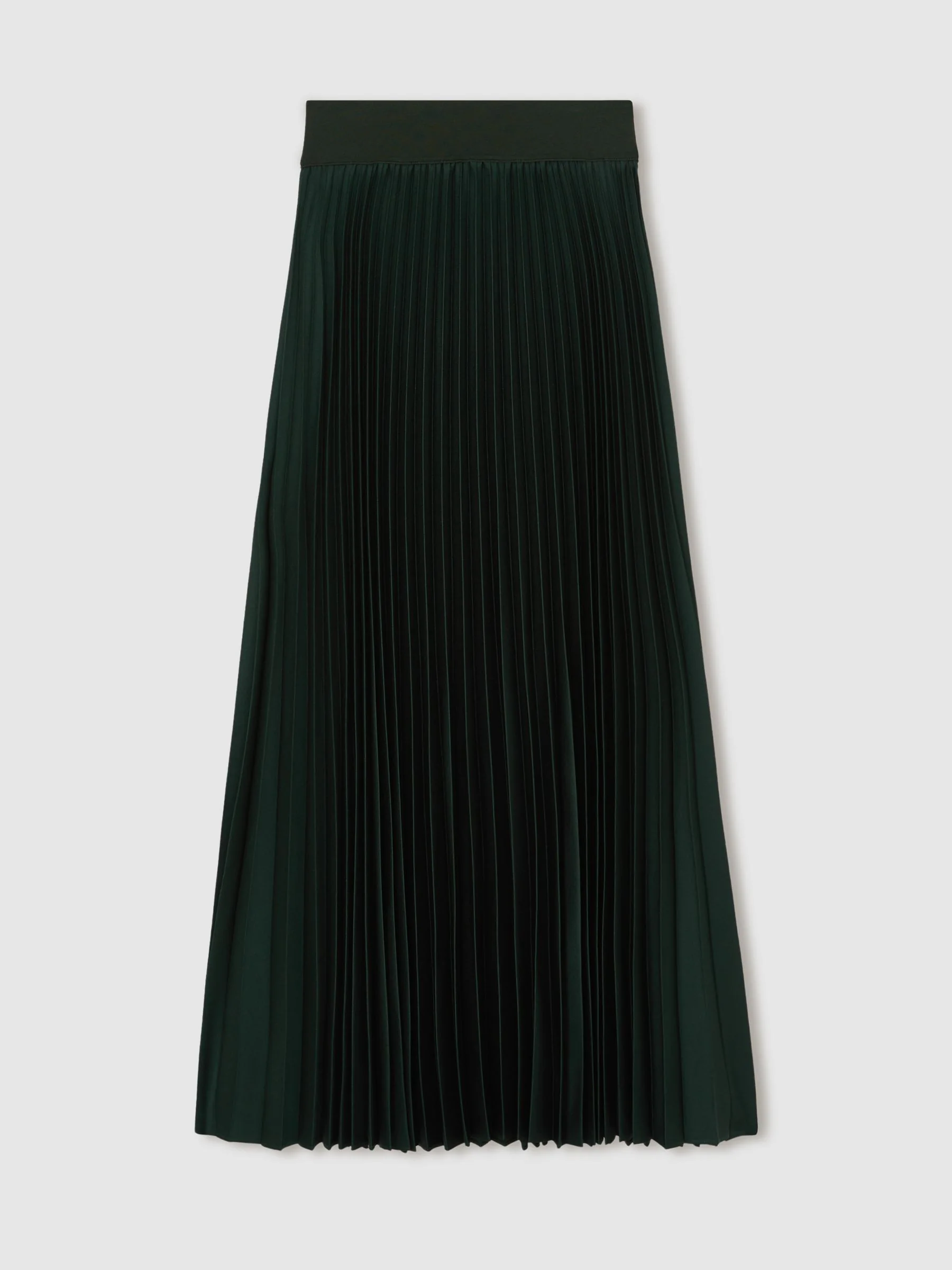 Reiss Dark Green Seren Pleated Midi Skirt