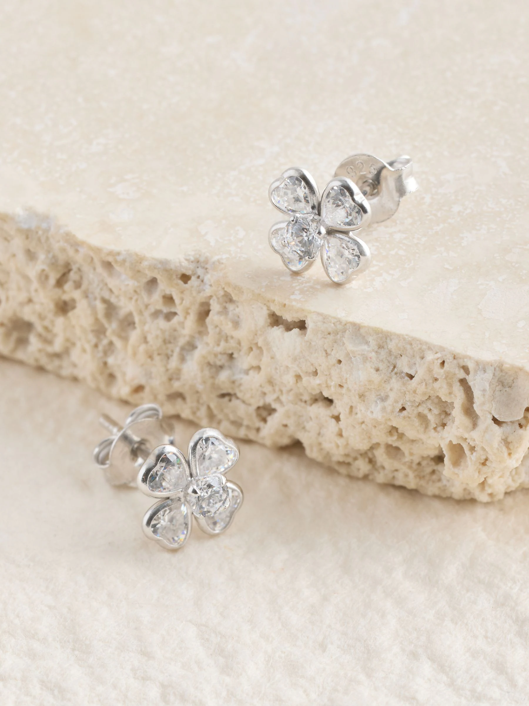Sterling Silver Sparkle Flower Stud Earrings