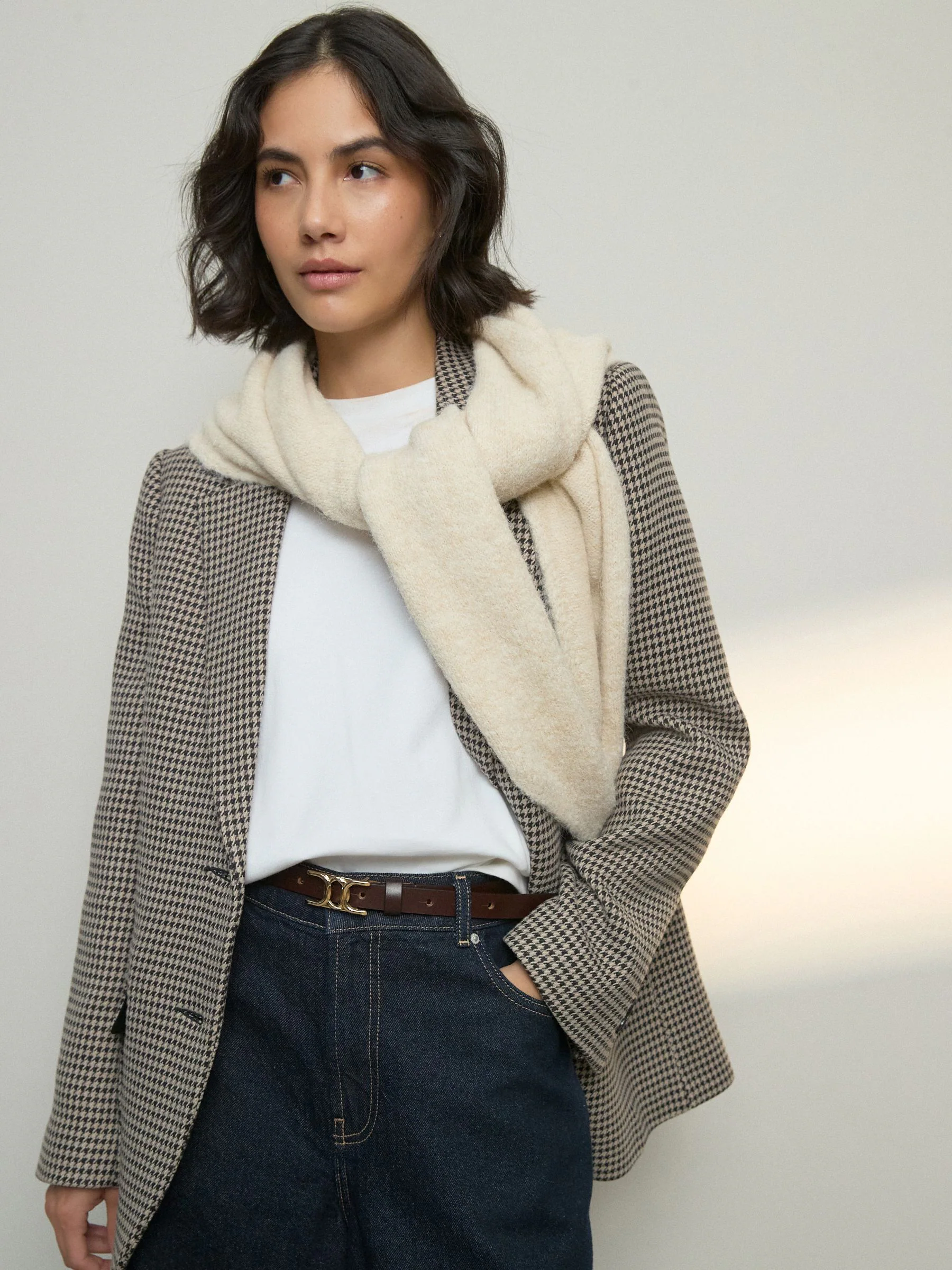 Chocolate Brown Statement Buckle Skinny Leather Belt