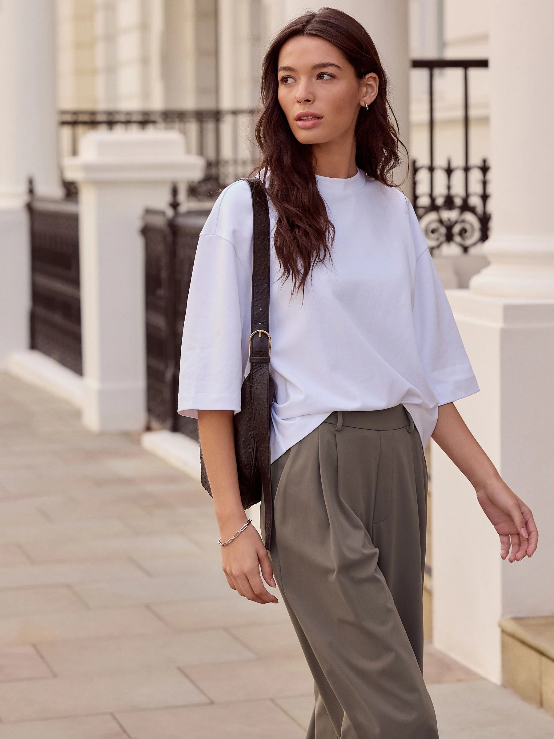 Taupe Brown N. Premium Wide Leg Tailored Jersey Trousers