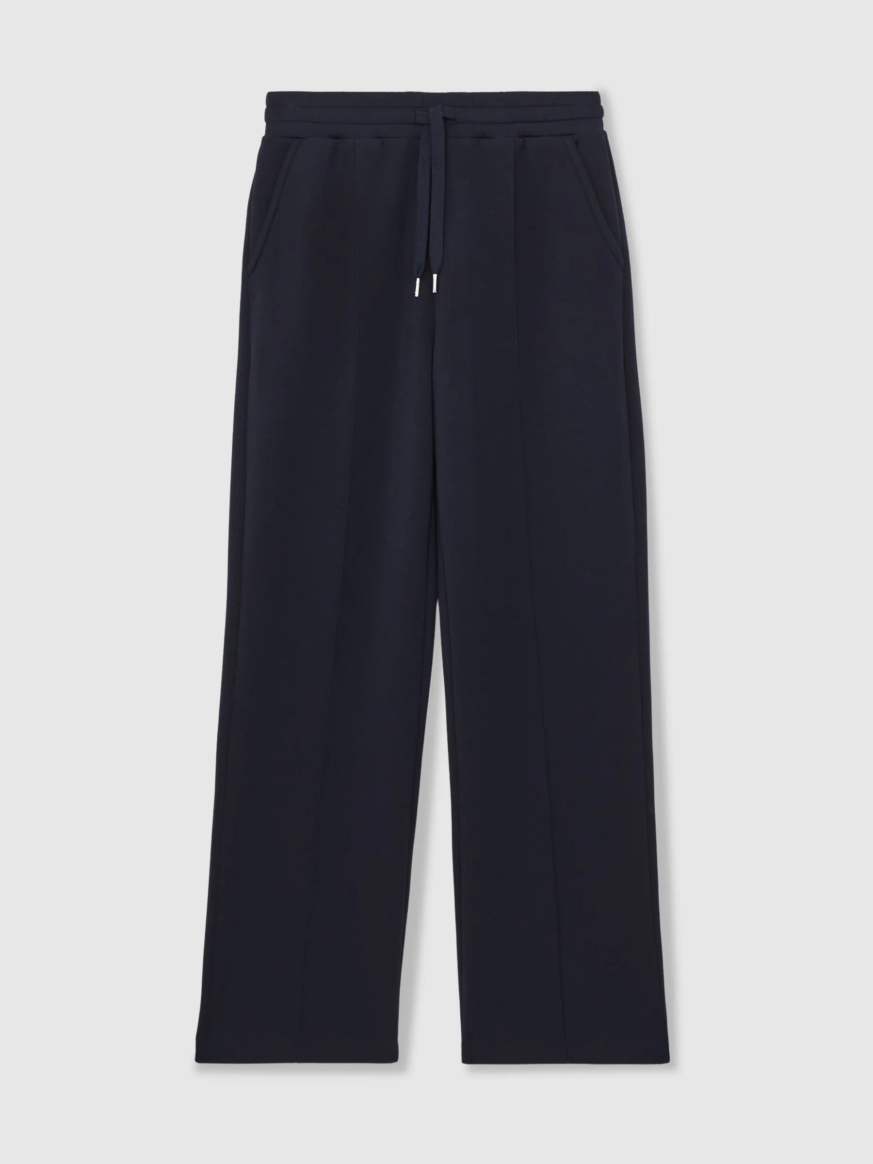 Reiss Navy Jemma Petite Premium Interlock Wide-Leg Joggers