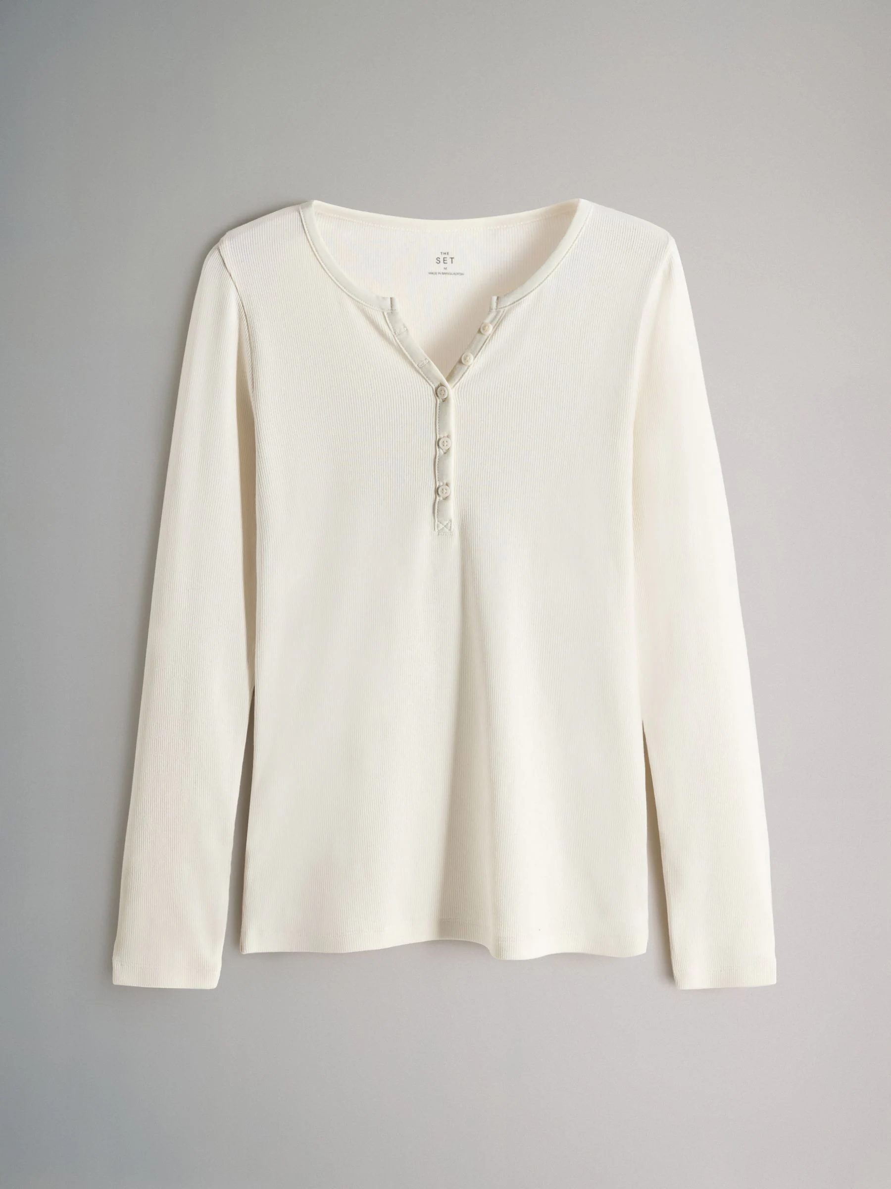 The Set 4 Pack Ribbed Henley Long Sleeve T-Shirts Berry/Stripe/Pink/White