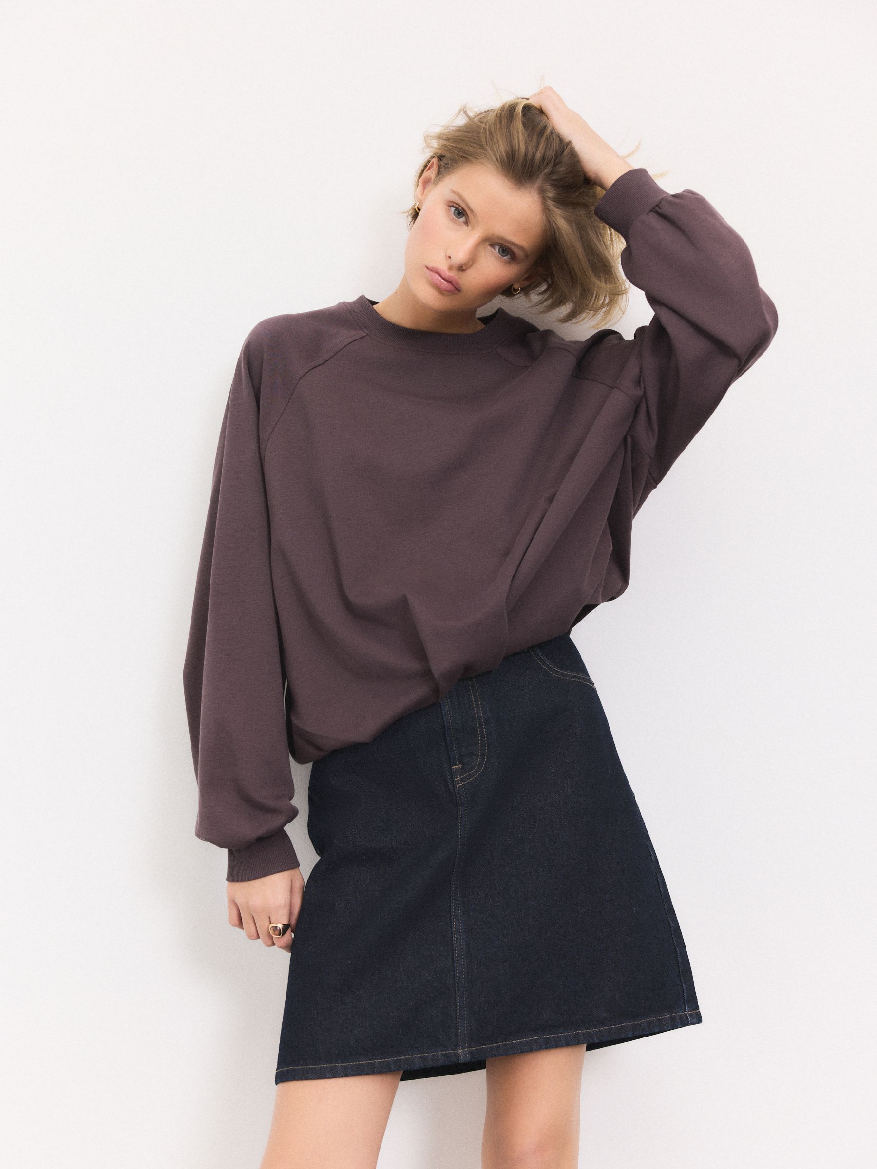 Rinse Blue Knee Length Denim Skirt