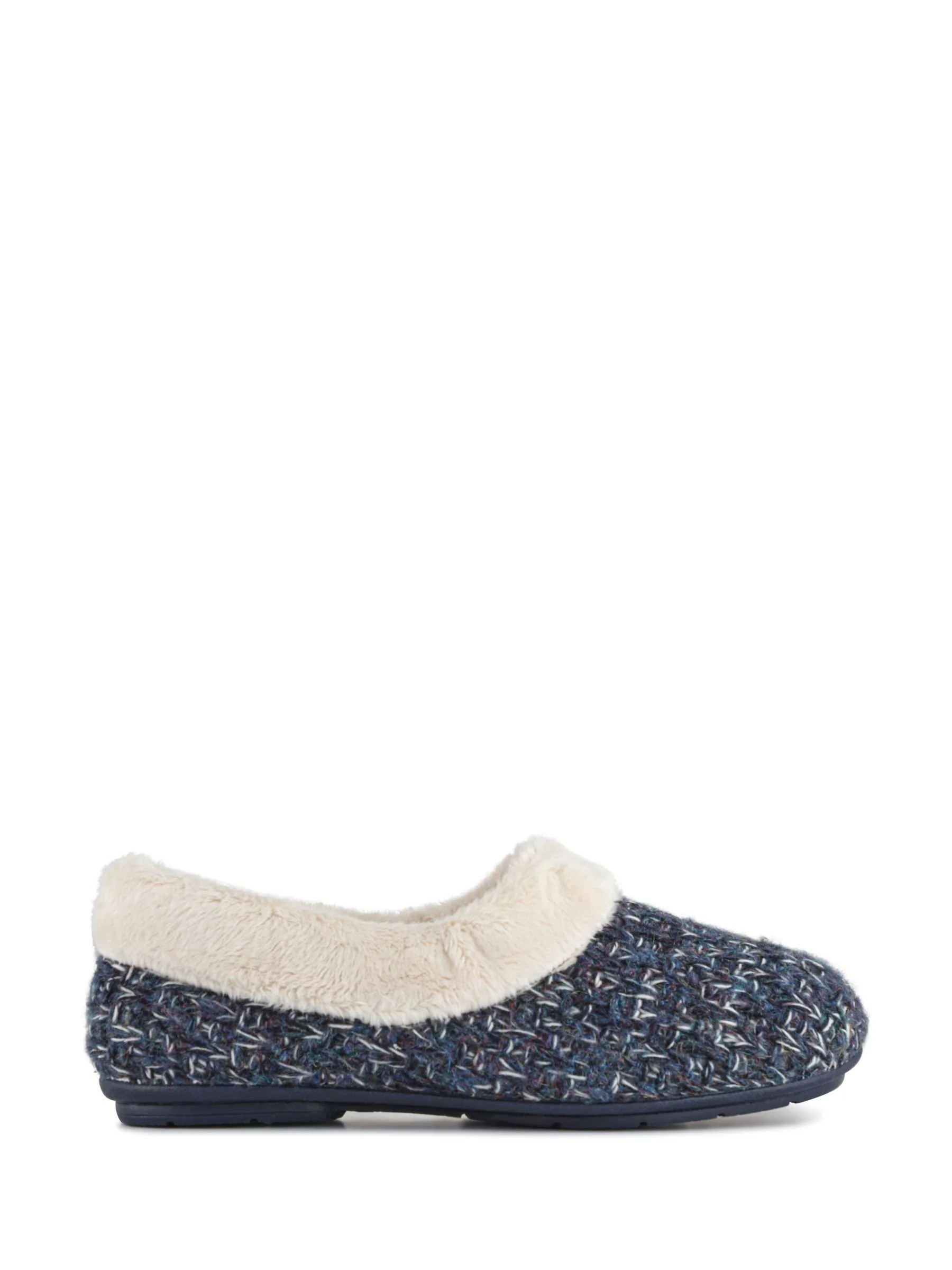 Jones Bootmaker Blue Faux-Fur-Lined Slippers