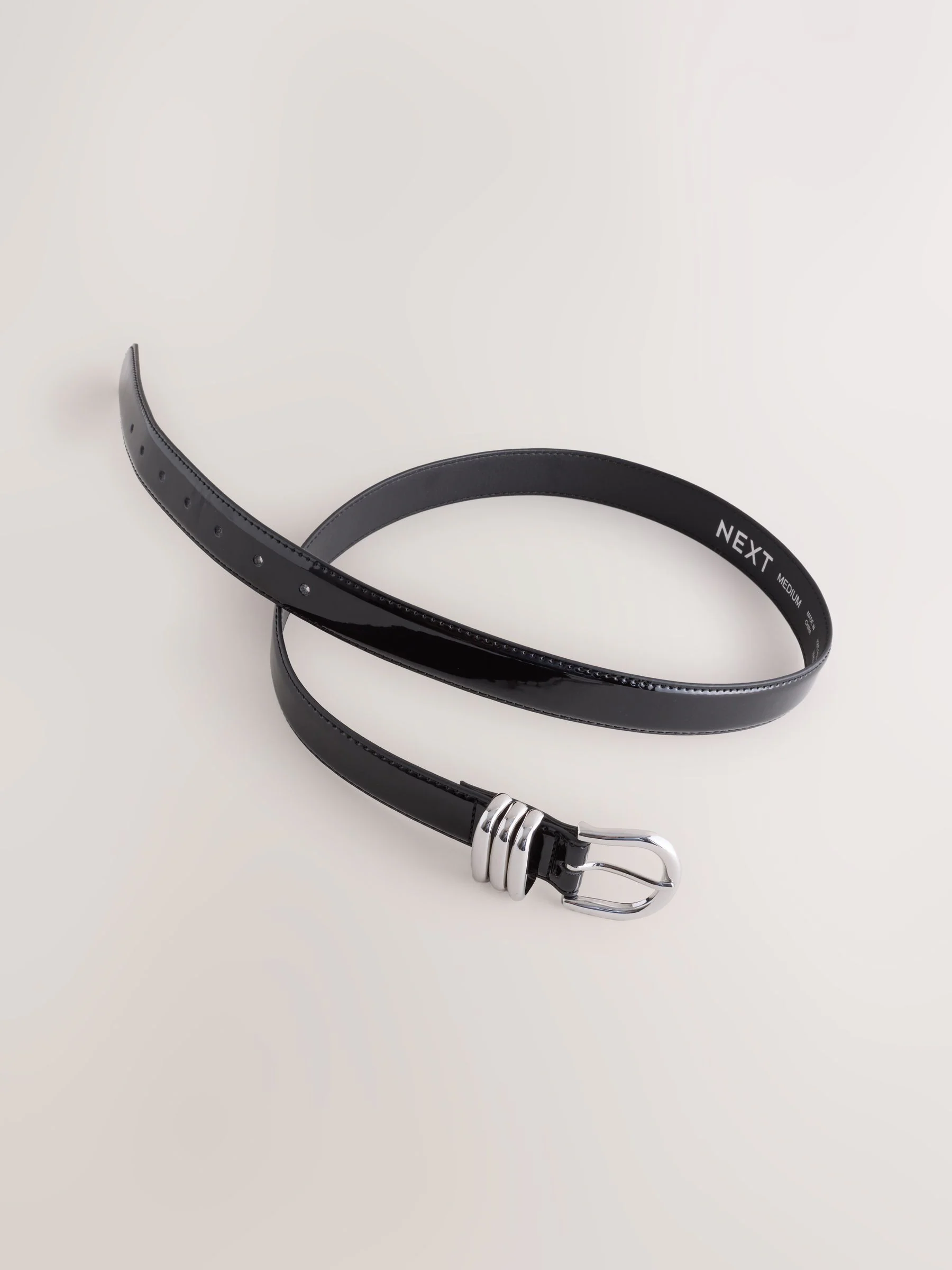 Black High Shine Regular PU Belt