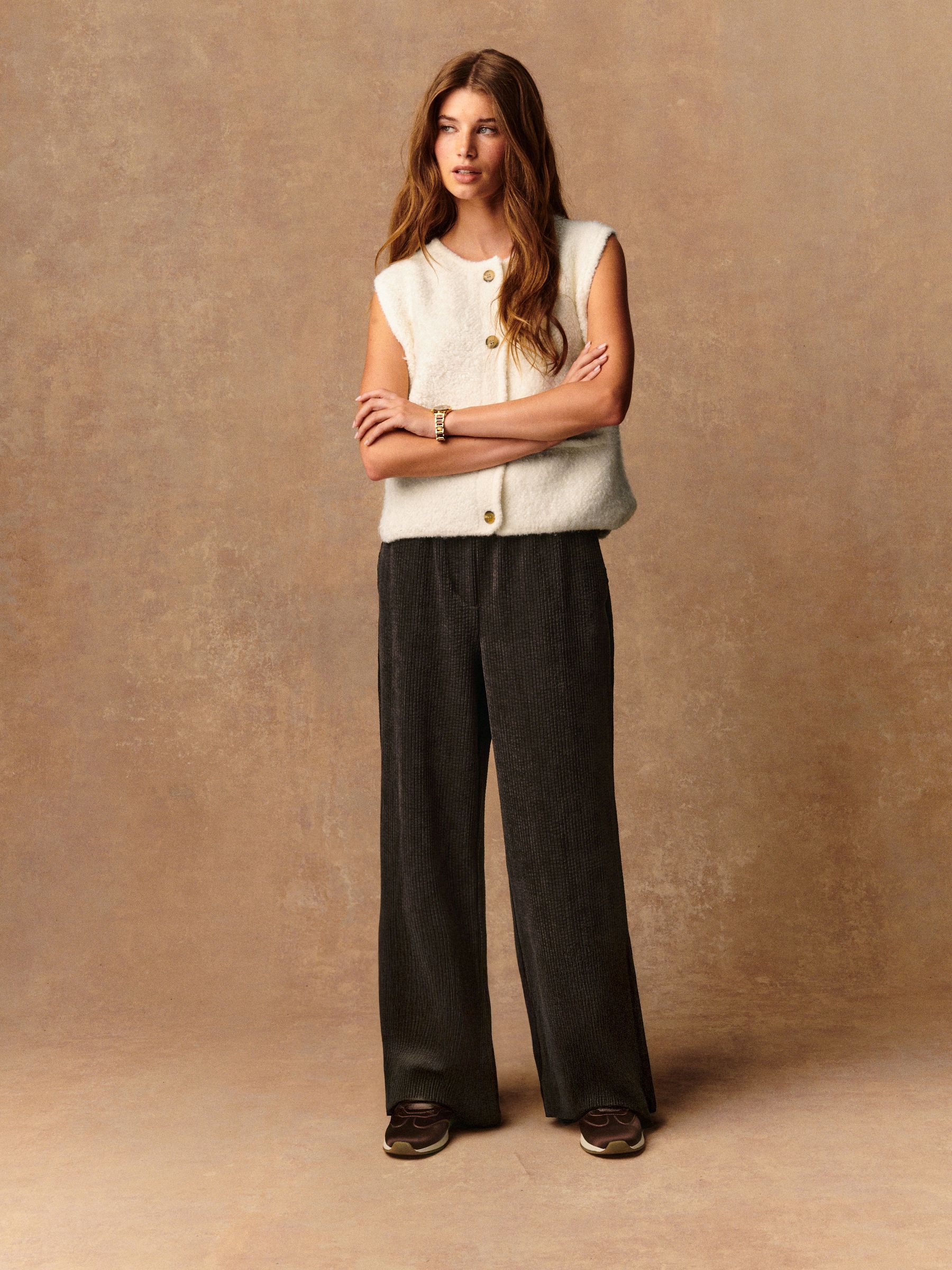 Chocolate Brown Wide Leg Soft Cord Trousers