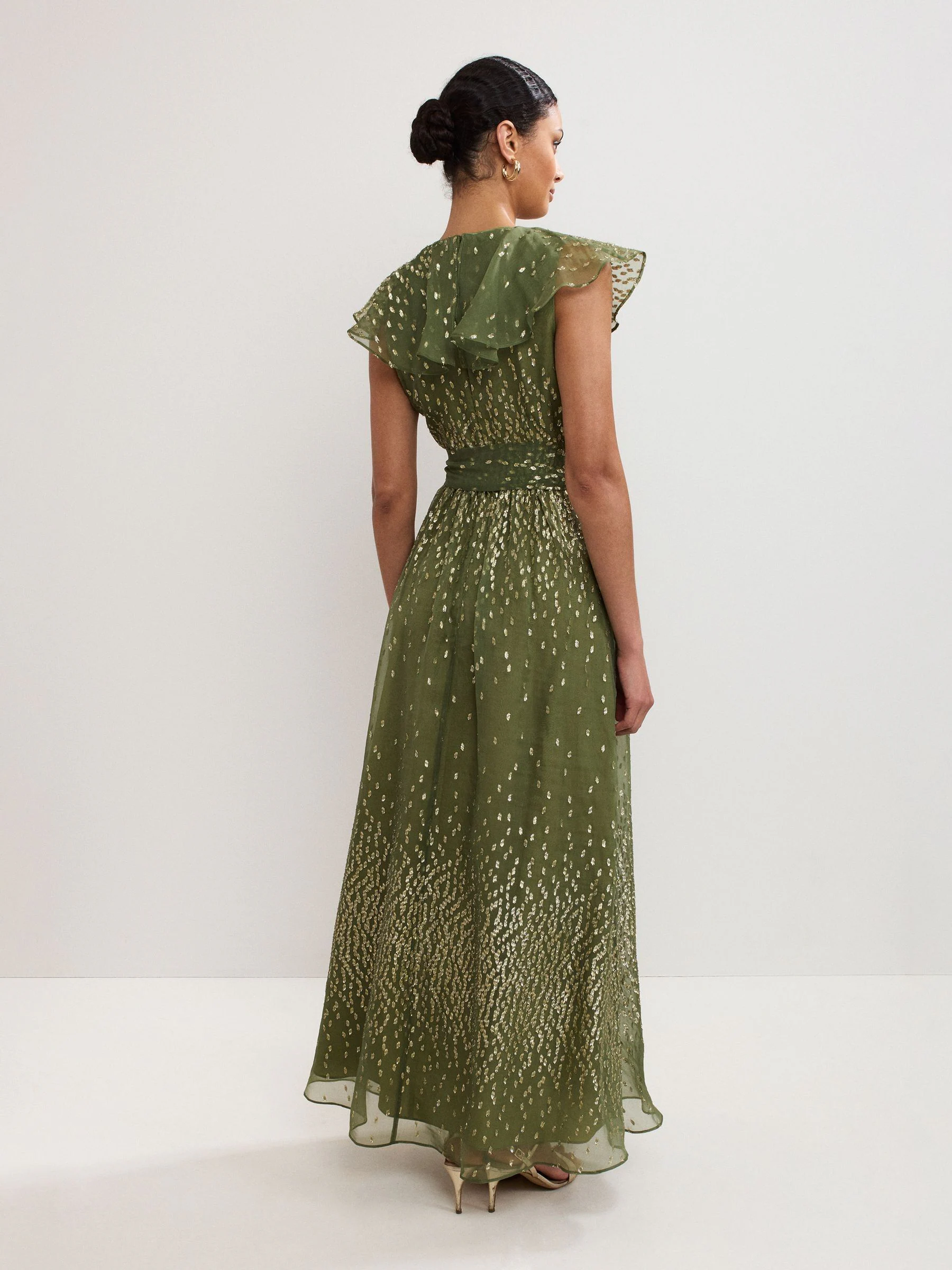 Phase Eight Green Astrid Frill Dress
