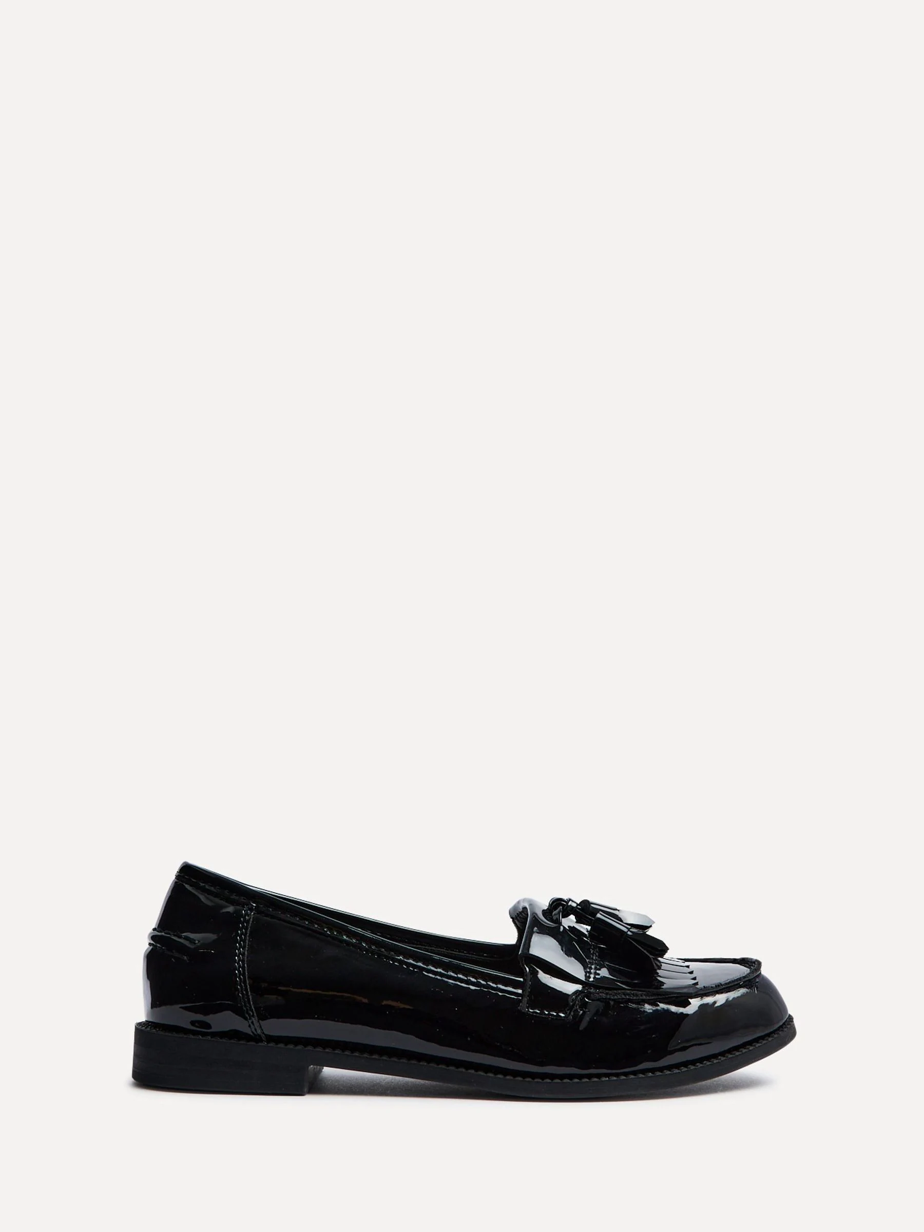 Linzi Black Patent Rosemary Classic Slip-On Loafers With Tassel Detail
